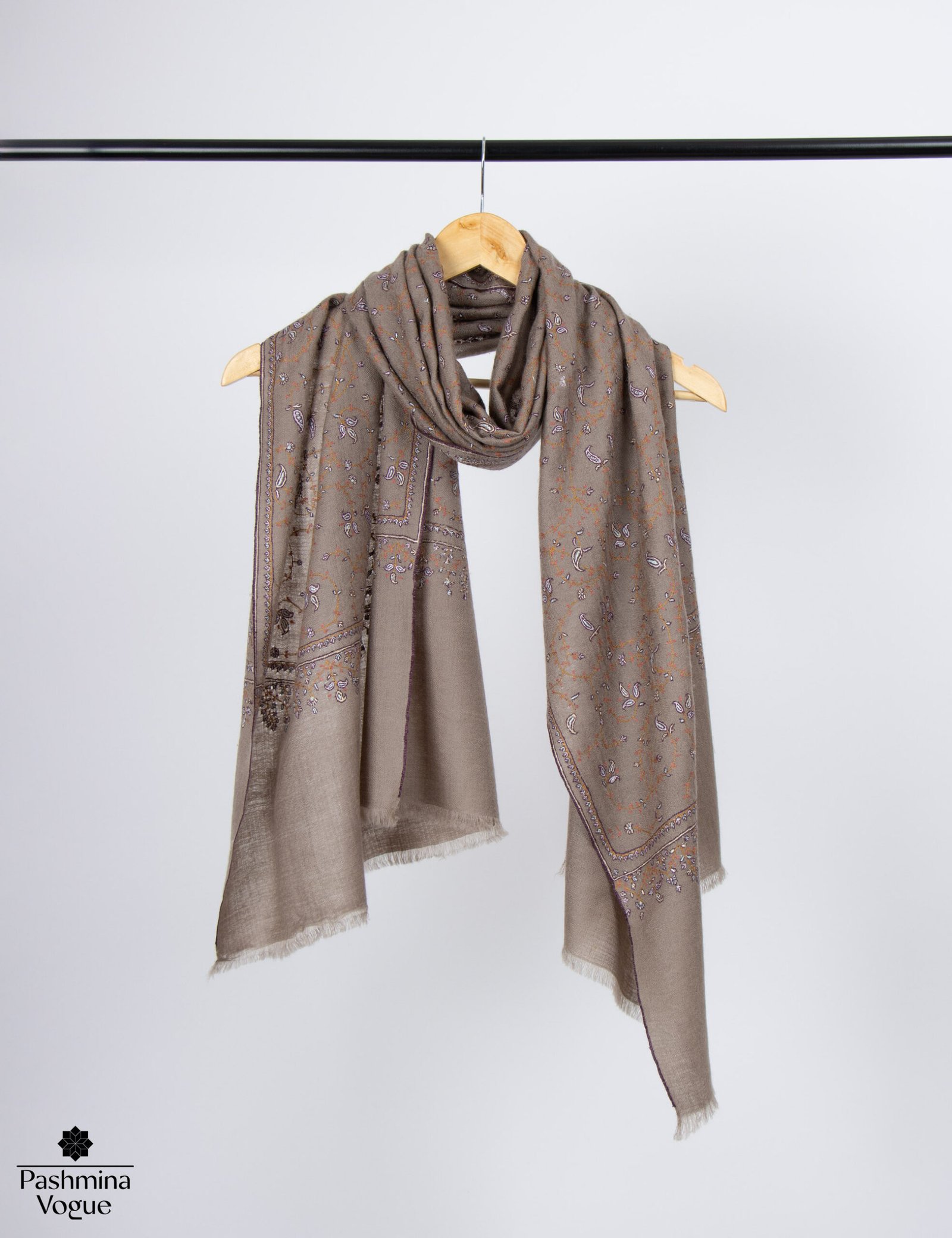 Brown Pashmina Scarf - Handmade Cashmere Winter Shawl