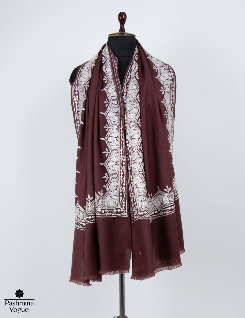 Pure Pashmina Shawl - Tilla Embroidered Cashmere Wrap