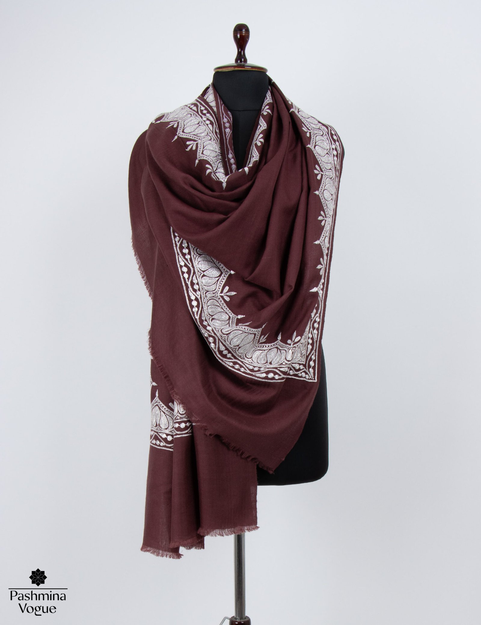Pure Pashmina Shawl - Tilla Embroidered Cashmere Wrap
