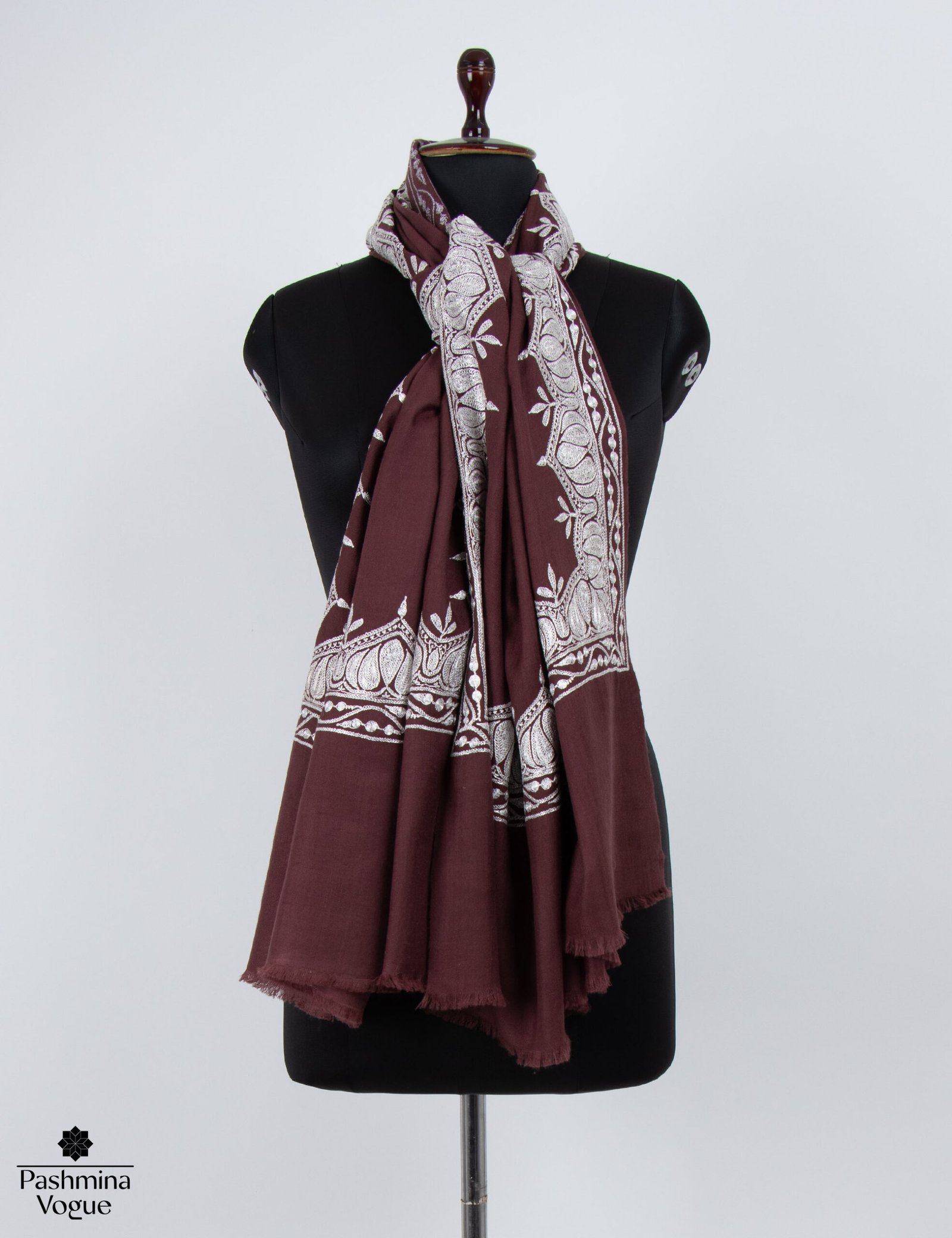 Pure Pashmina Shawl - Tilla Embroidered Cashmere Wrap