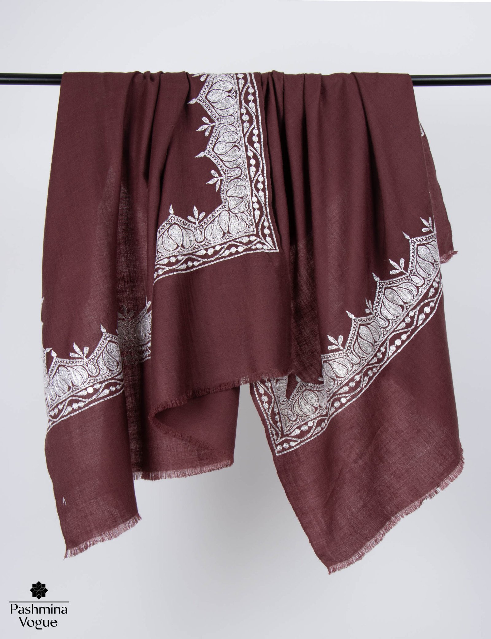Pure Pashmina Shawl - Tilla Embroidered Cashmere Wrap