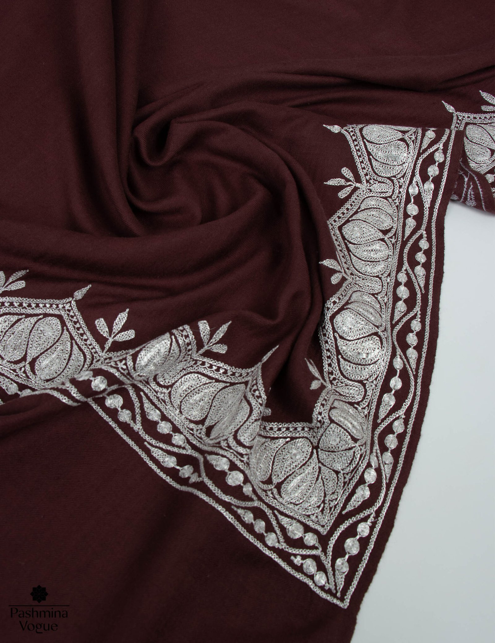 Pure Pashmina Shawl - Tilla Embroidered Cashmere Wrap