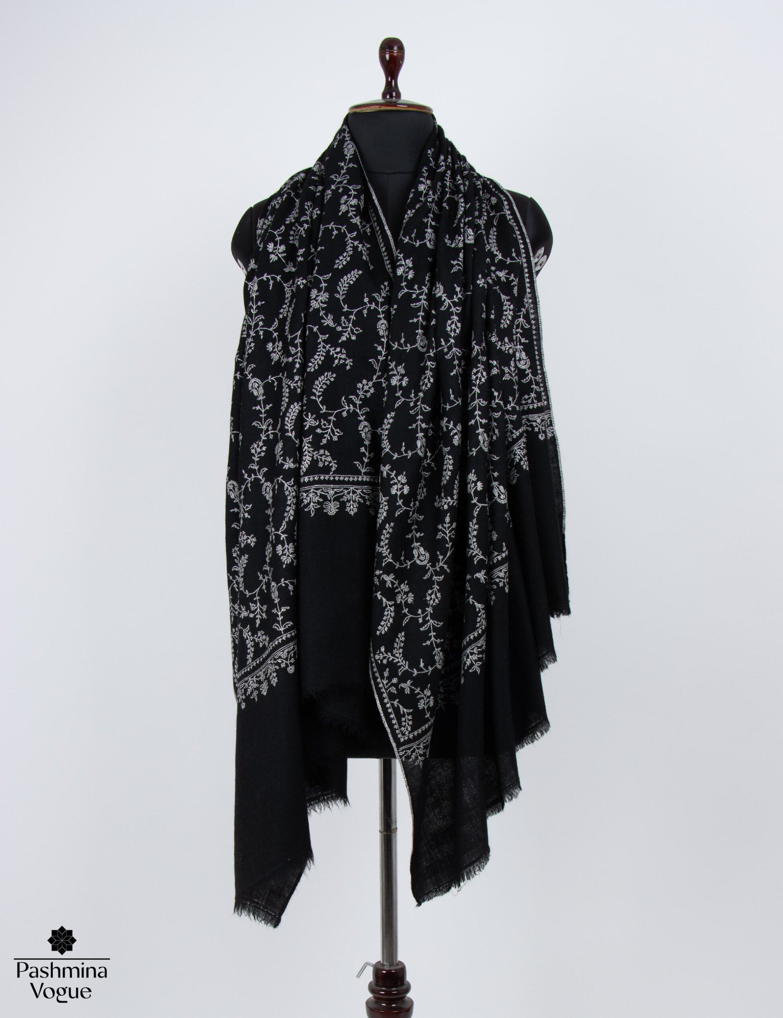 Black Pashmina Scarf - Classic Pure Cashmere Luxury Wrap