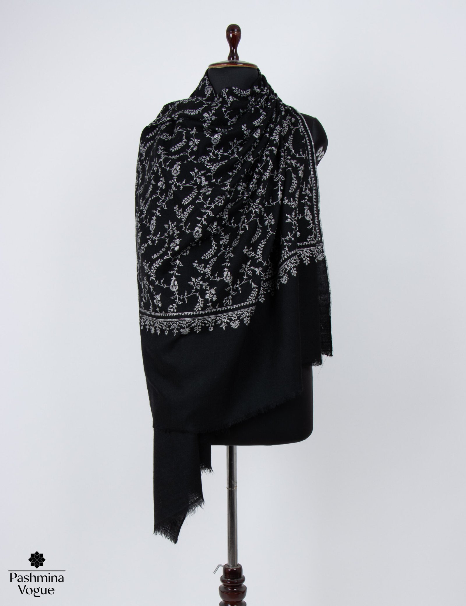 Black Pashmina Scarf - Classic Pure Cashmere Luxury Wrap