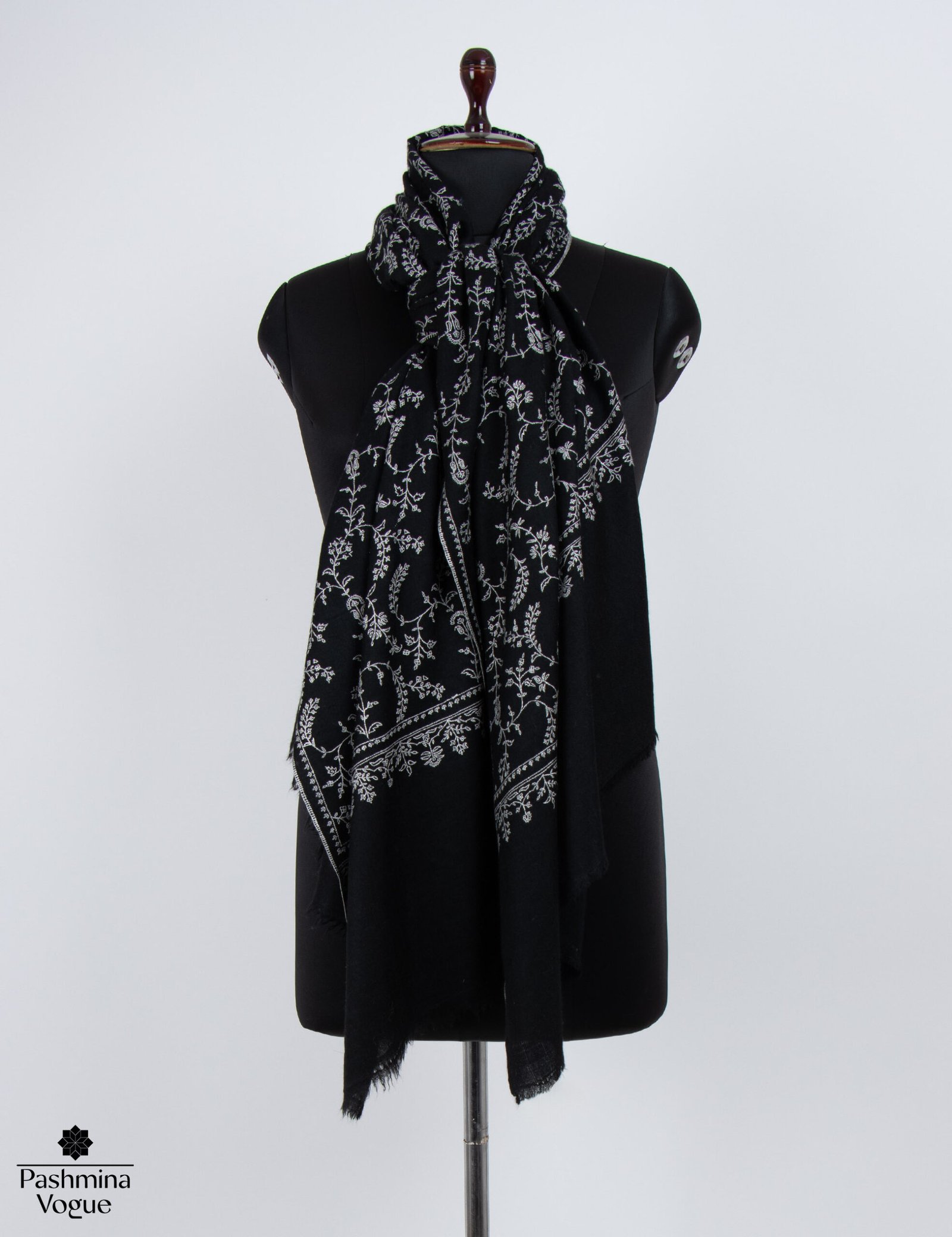 Black Pashmina Scarf - Classic Pure Cashmere Luxury Wrap