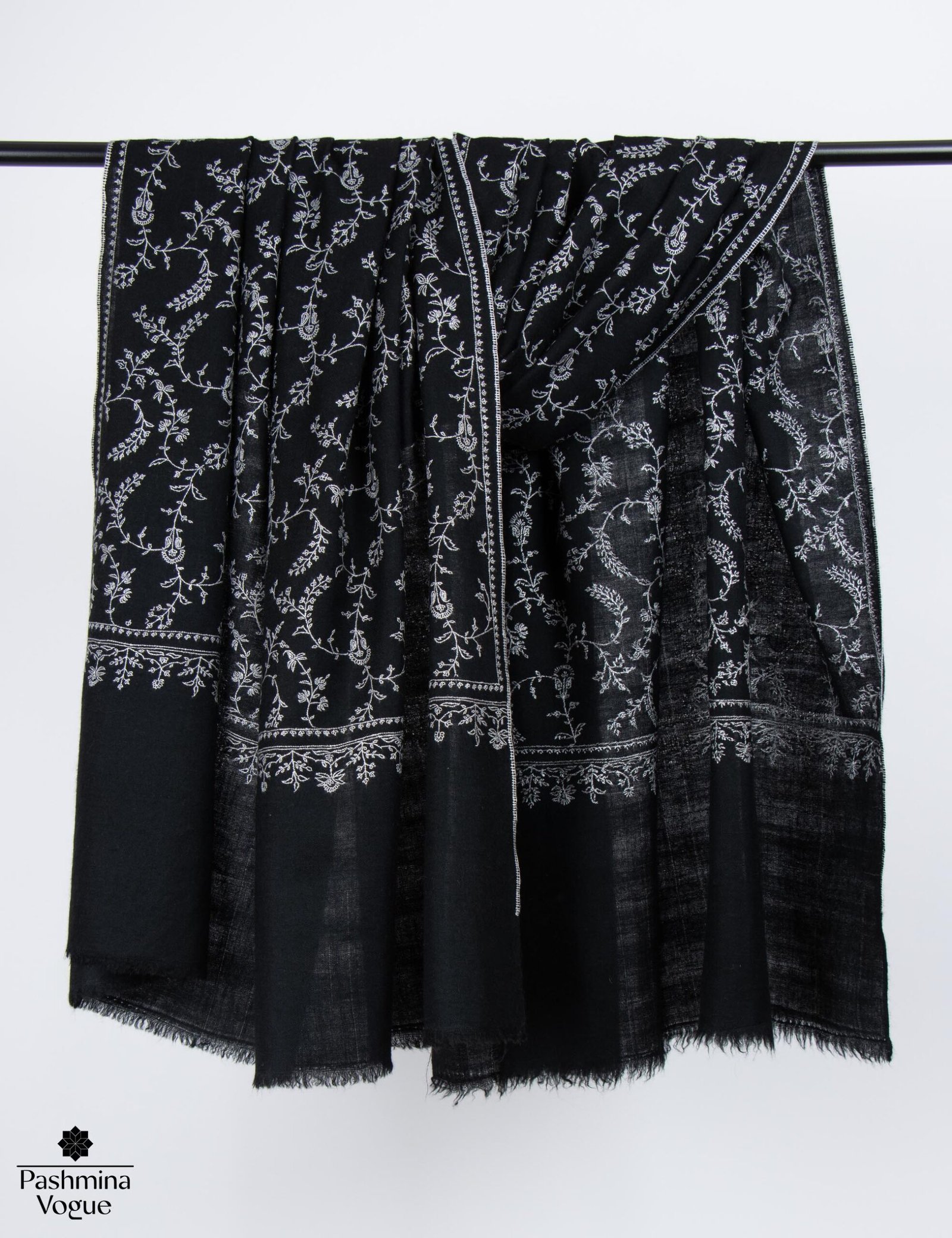 Black Pashmina Scarf - Classic Pure Cashmere Luxury Wrap
