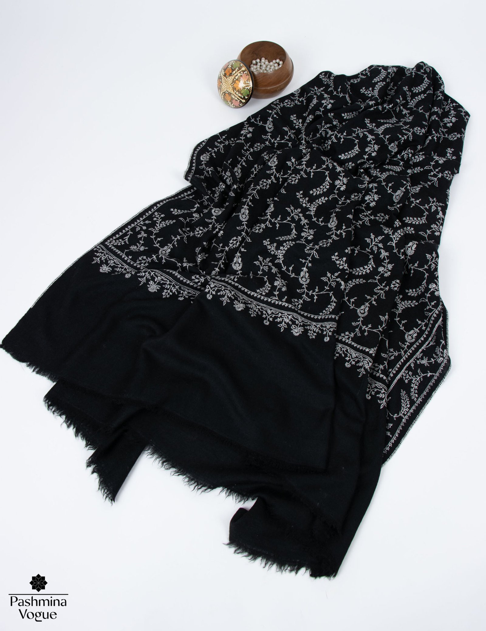 Black Pashmina Scarf - Classic Pure Cashmere Luxury Wrap