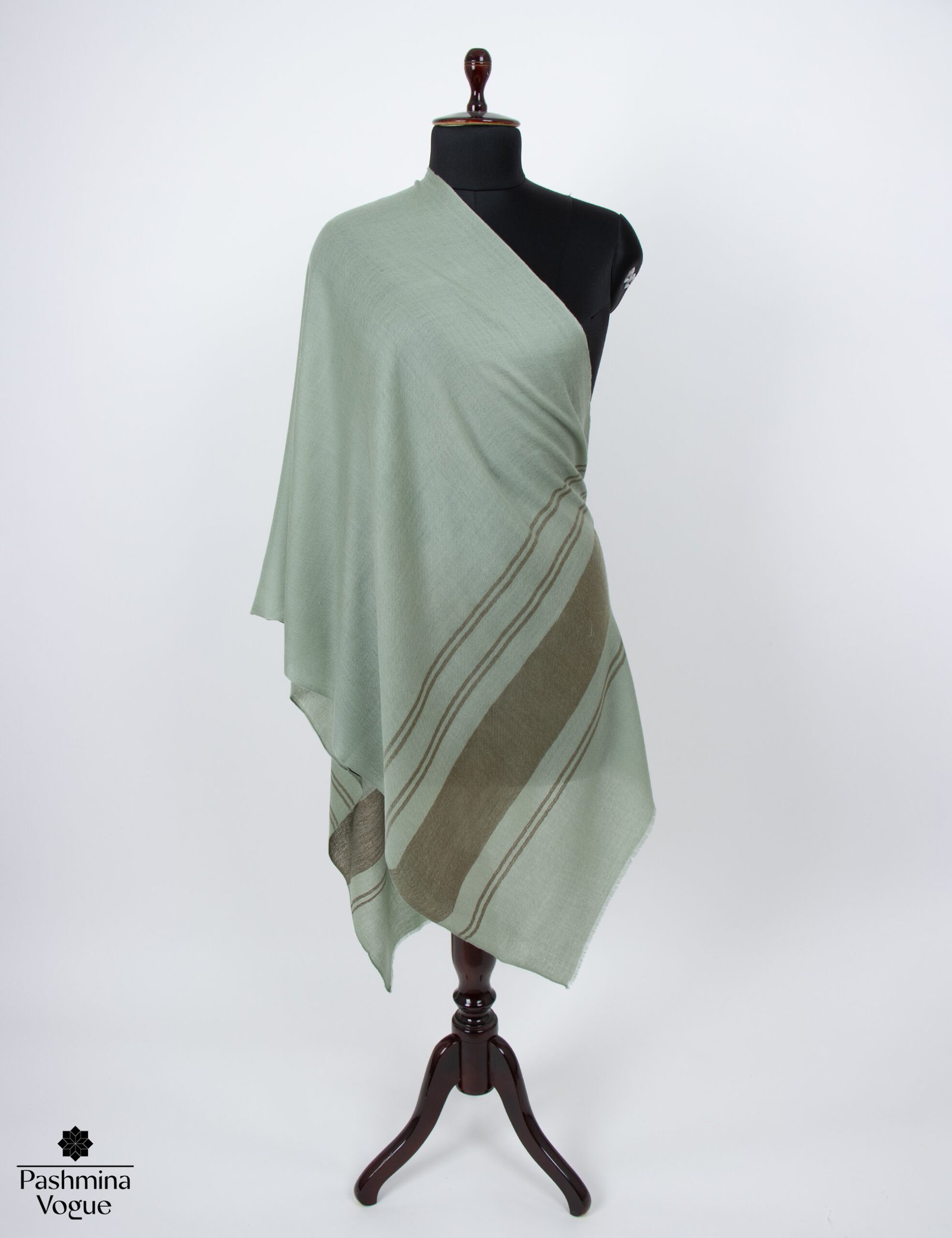 Green and black two tone pashmina shawl handcrafted fine wool luxury winter wrap by Pashmina Vogue