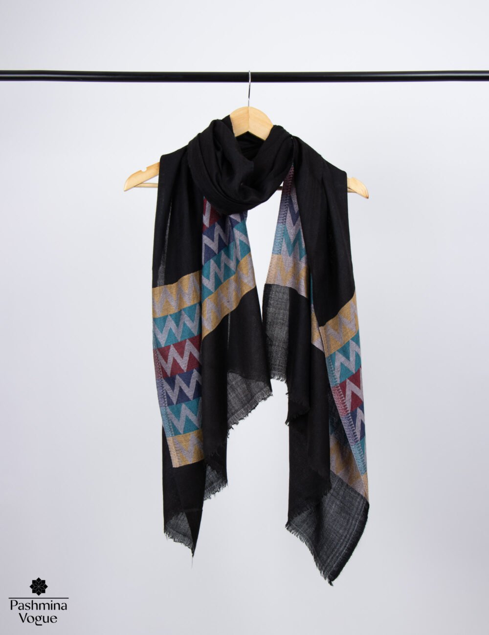 Merino Wool Scarf – Soft Winter Wrap with Geometric Pattern
