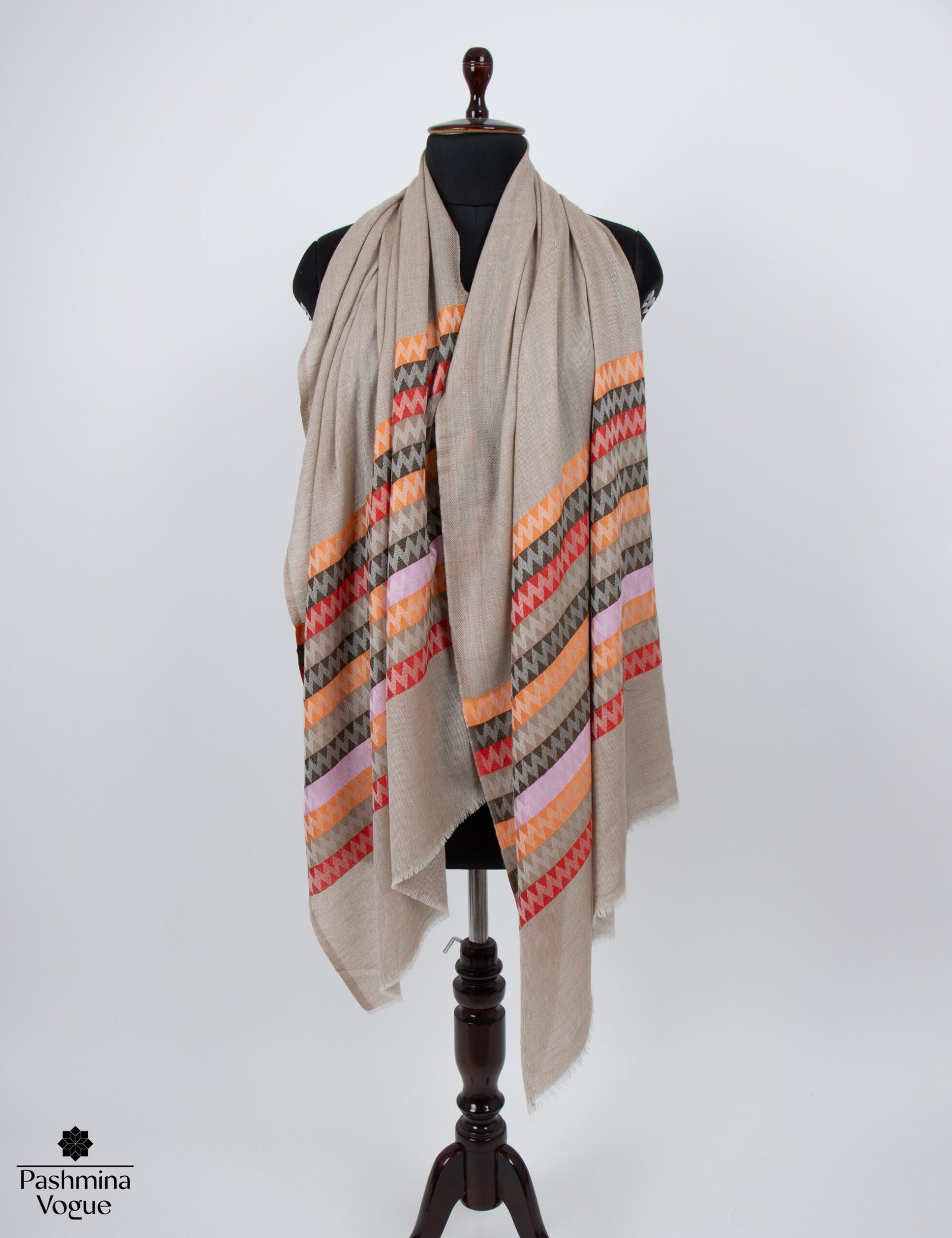 Wave Pattern Merino Wool Scarf – Soft Winter Wrap for Women