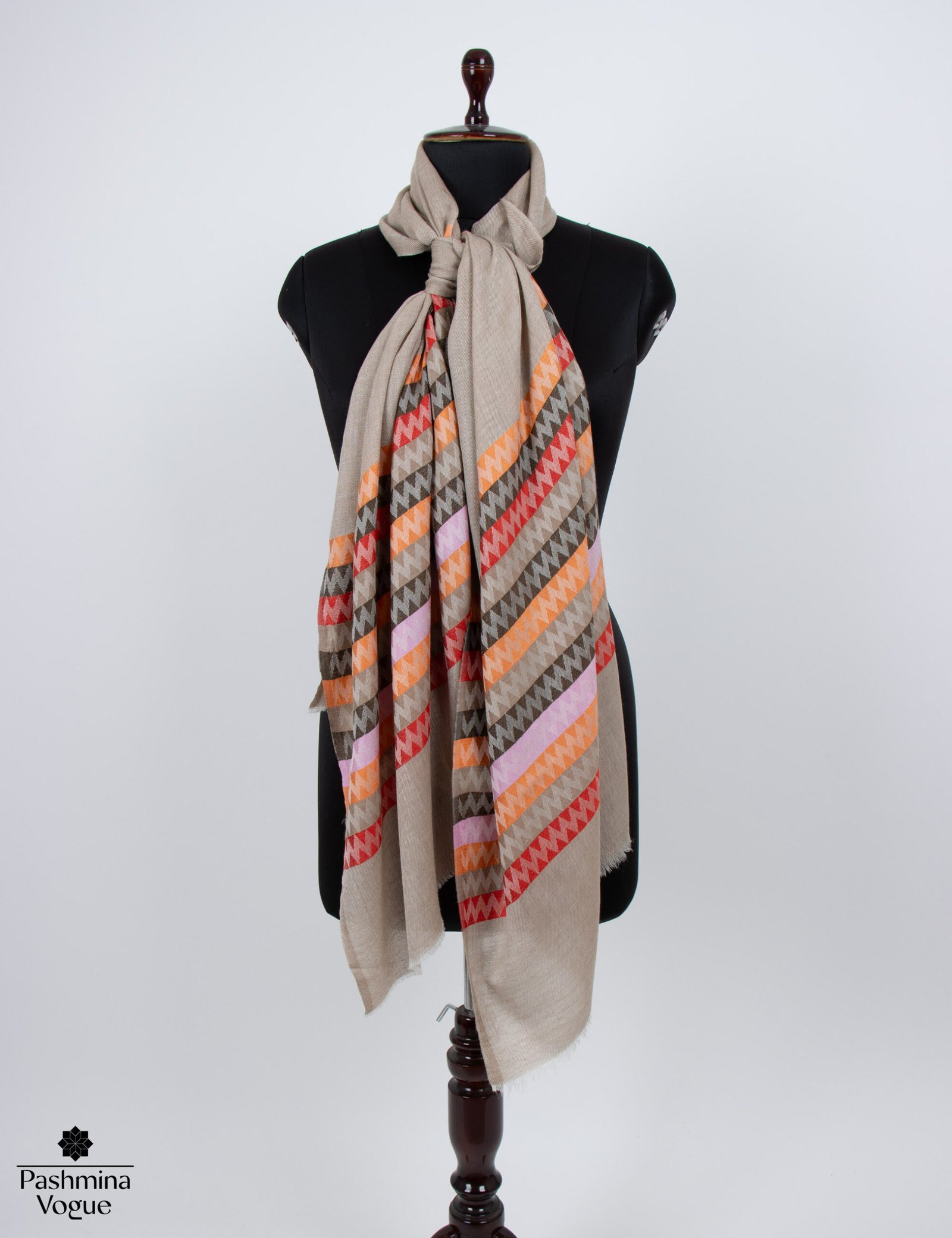 Wave Pattern Merino Wool Scarf – Soft Winter Wrap for Women