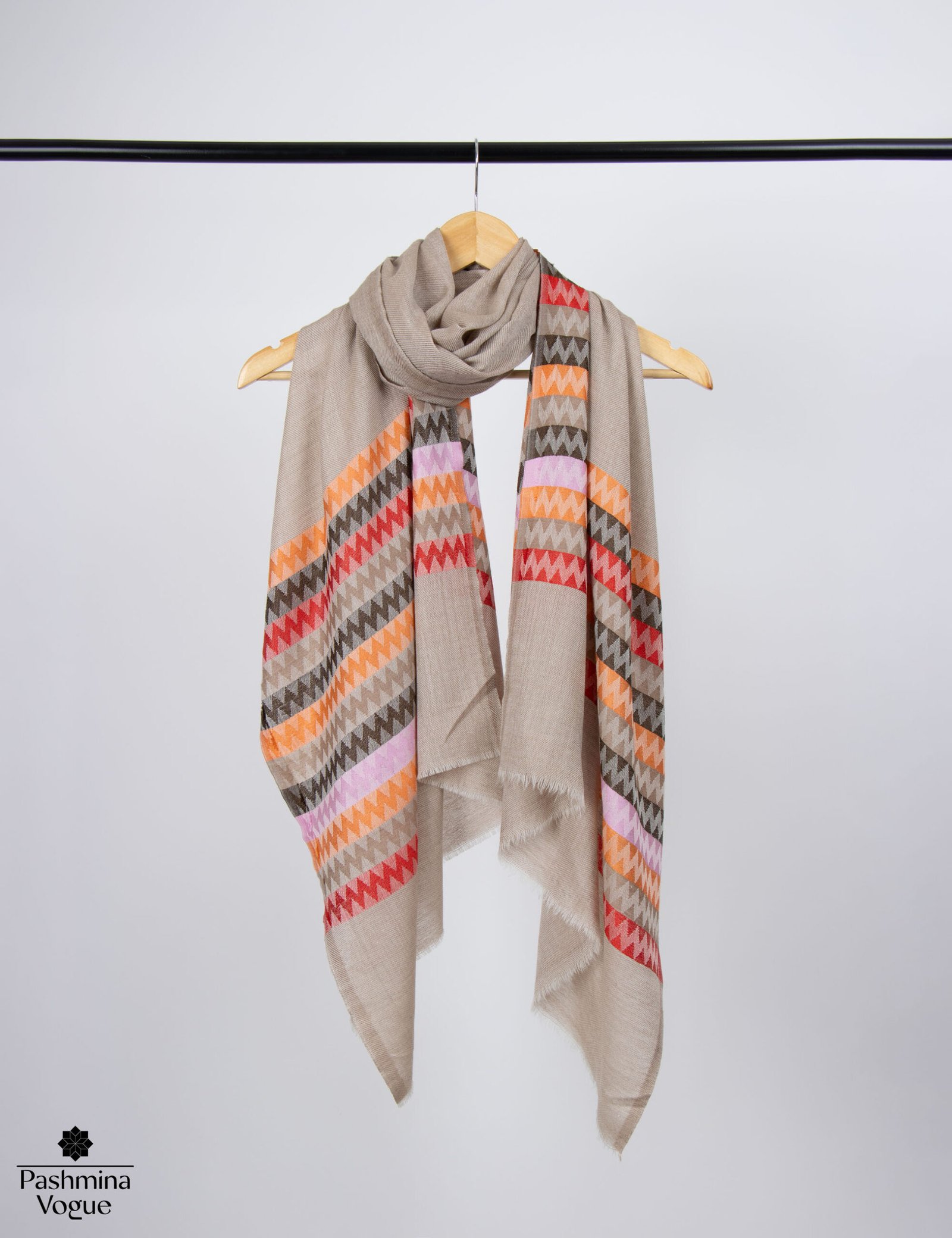 Wave Pattern Merino Wool Scarf – Soft Winter Wrap for Women