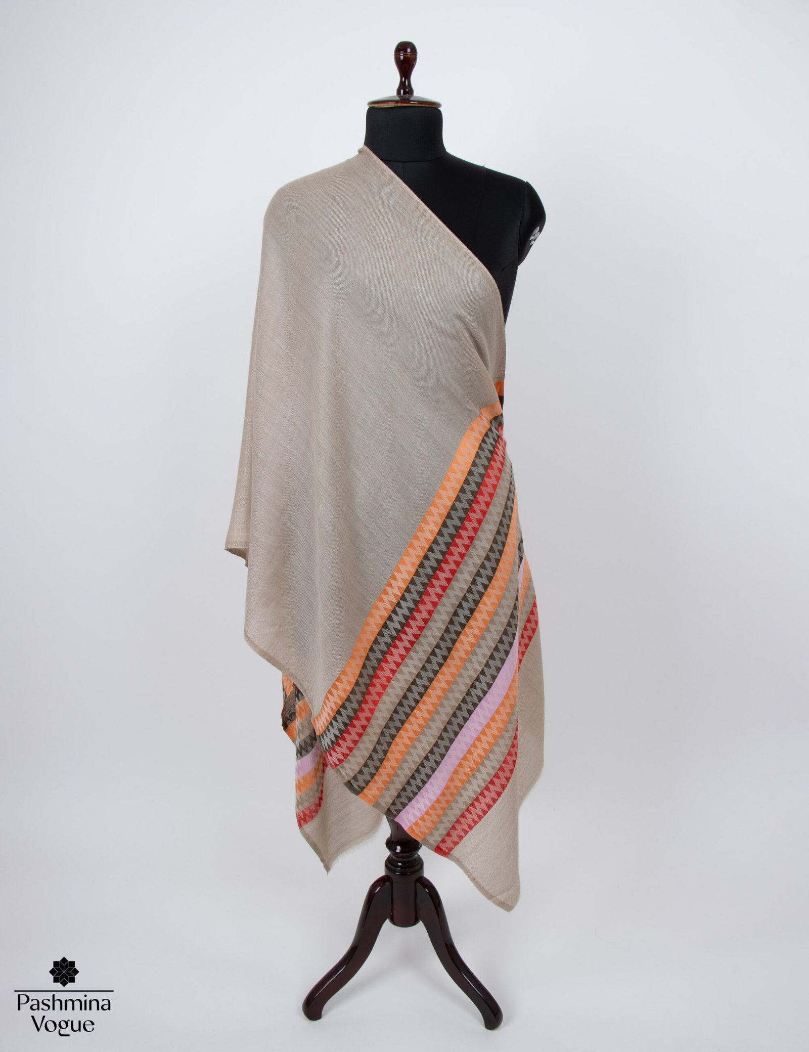 Wave pattern merino wool scarf soft winter wrap for women artisanal wool shawl elegant warm scarf Pashmina Vogue