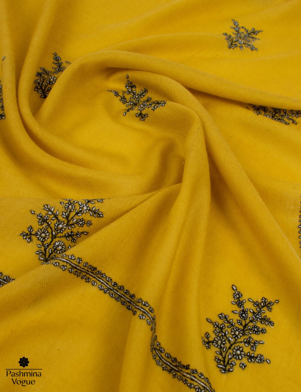 Yellow Bootidar Pashmina Jaal Shawl – Pure Kashmiri Pashmina