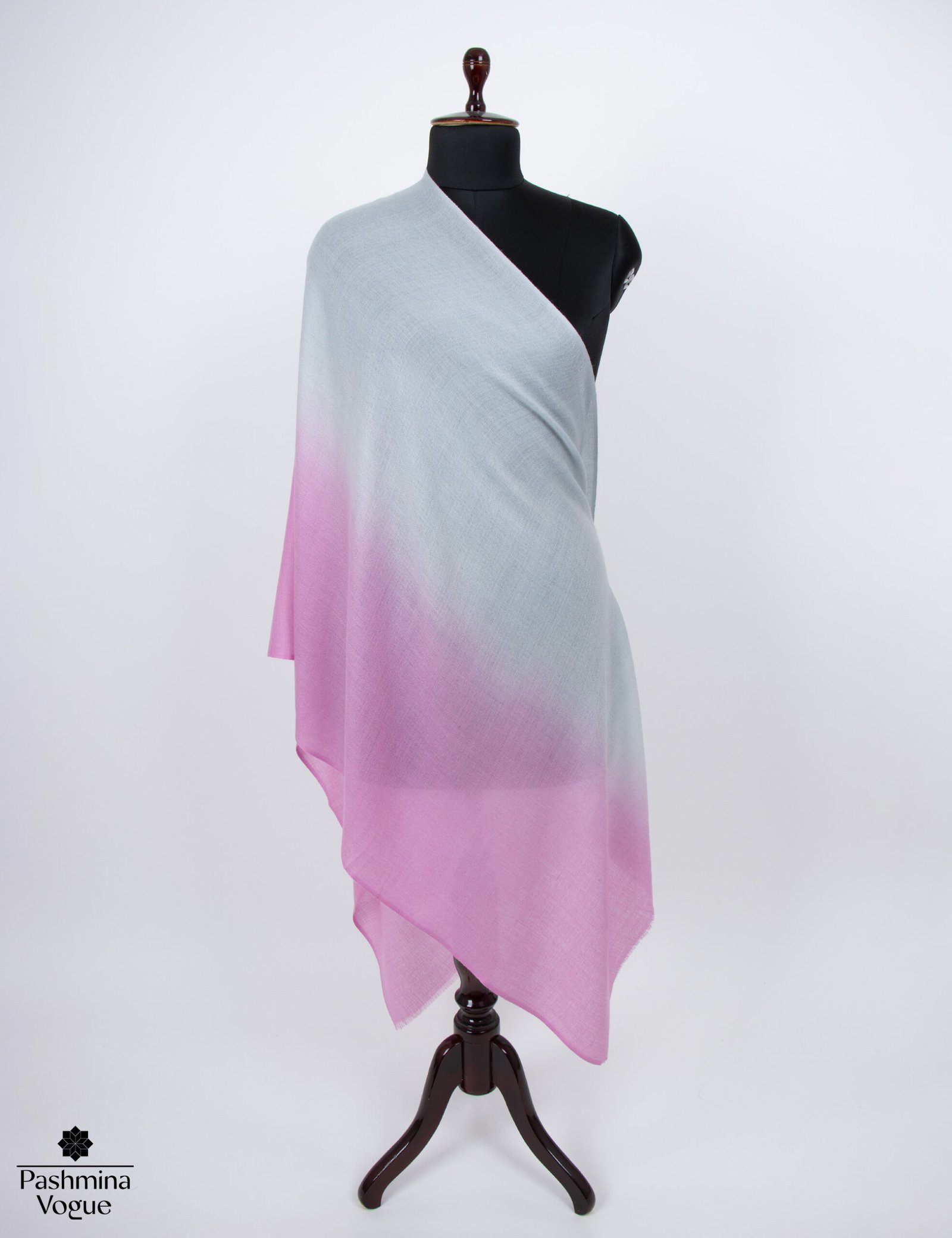 Pink blue ombre merino wool wrap hand dyed gradient pashmina scarf by Pashmina Vogue