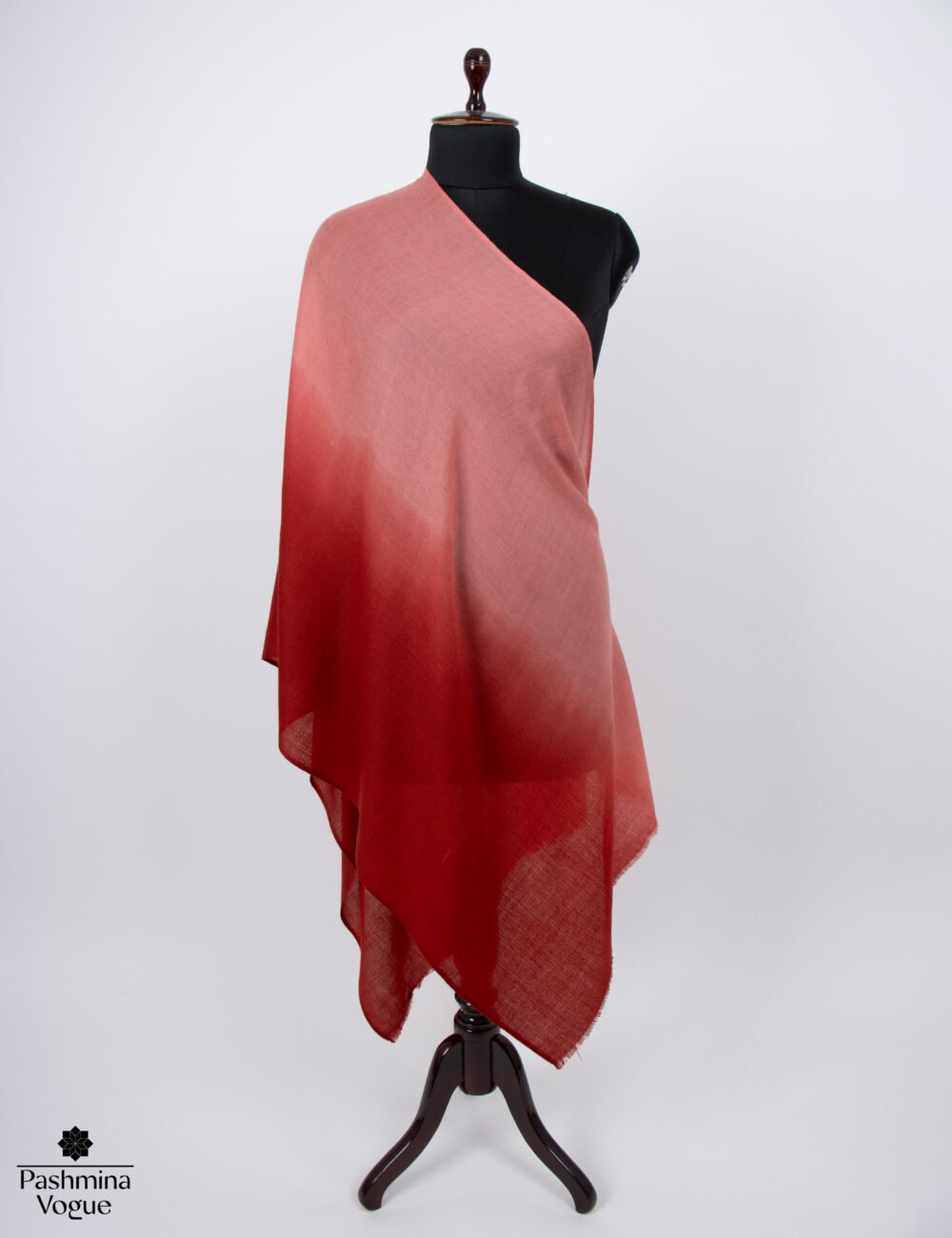 Soft red gradient fine wool scarf lightweight winter wrap by Pashmina Vogue
