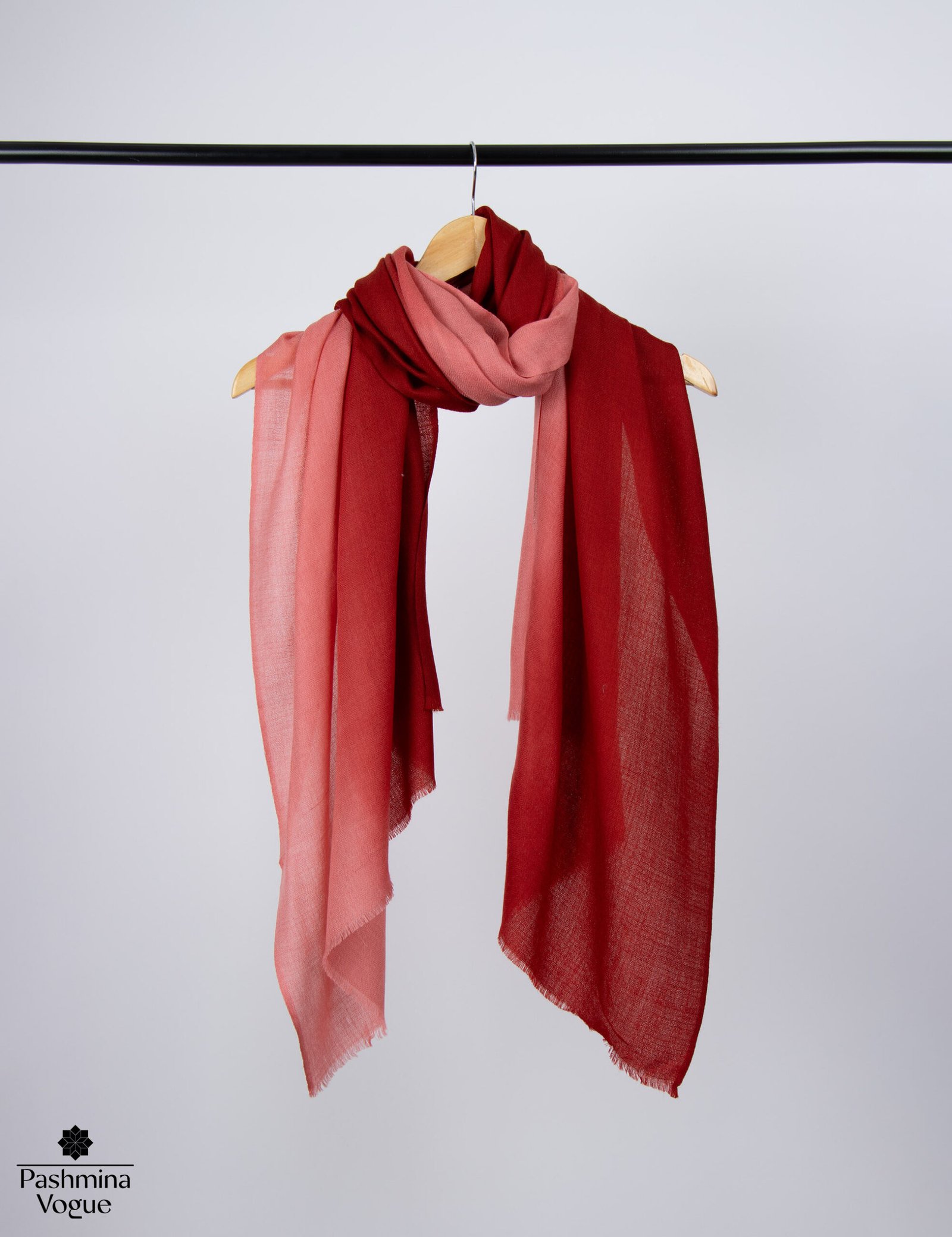 Soft Red Gradient Fine Wool Scarf, Winter Wrap, Pashmina Vogue