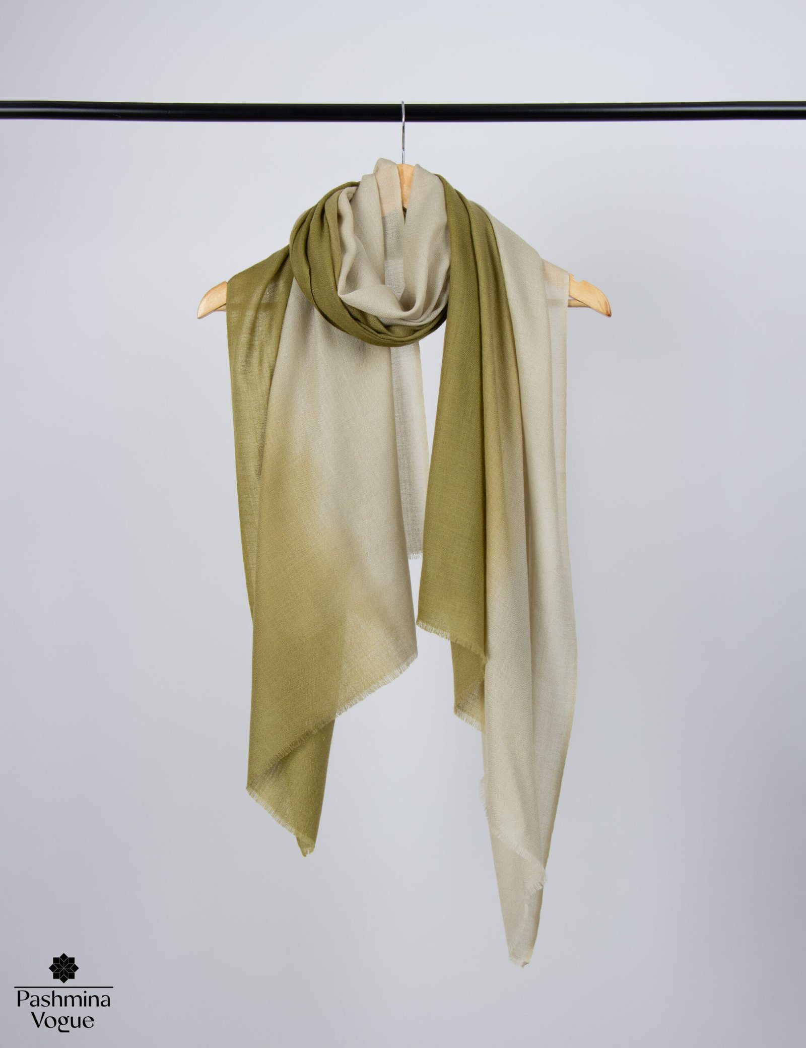 Mehndi Green Ombre Merino Wool Scarf , Wrap for Women & Men