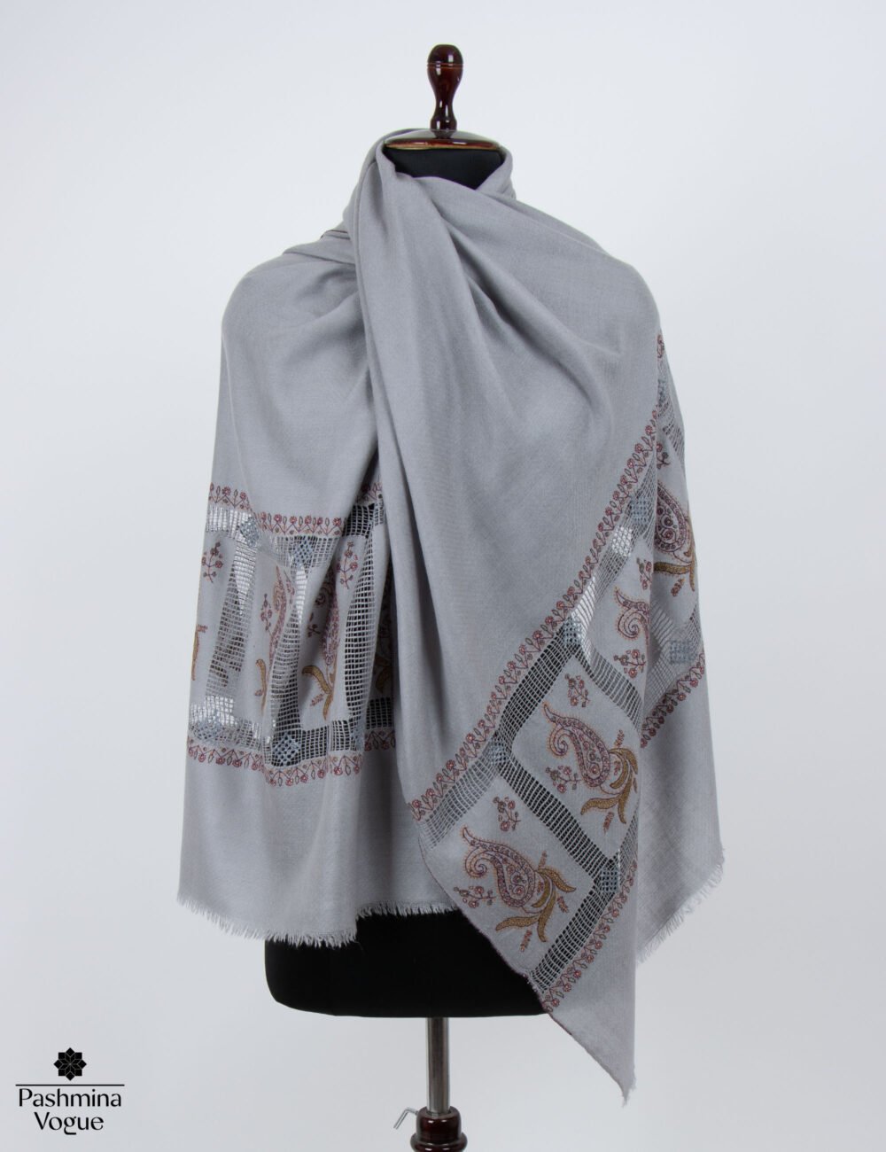 Grey Palla Dar Limited Edition Handwoven Pashmina Scarf