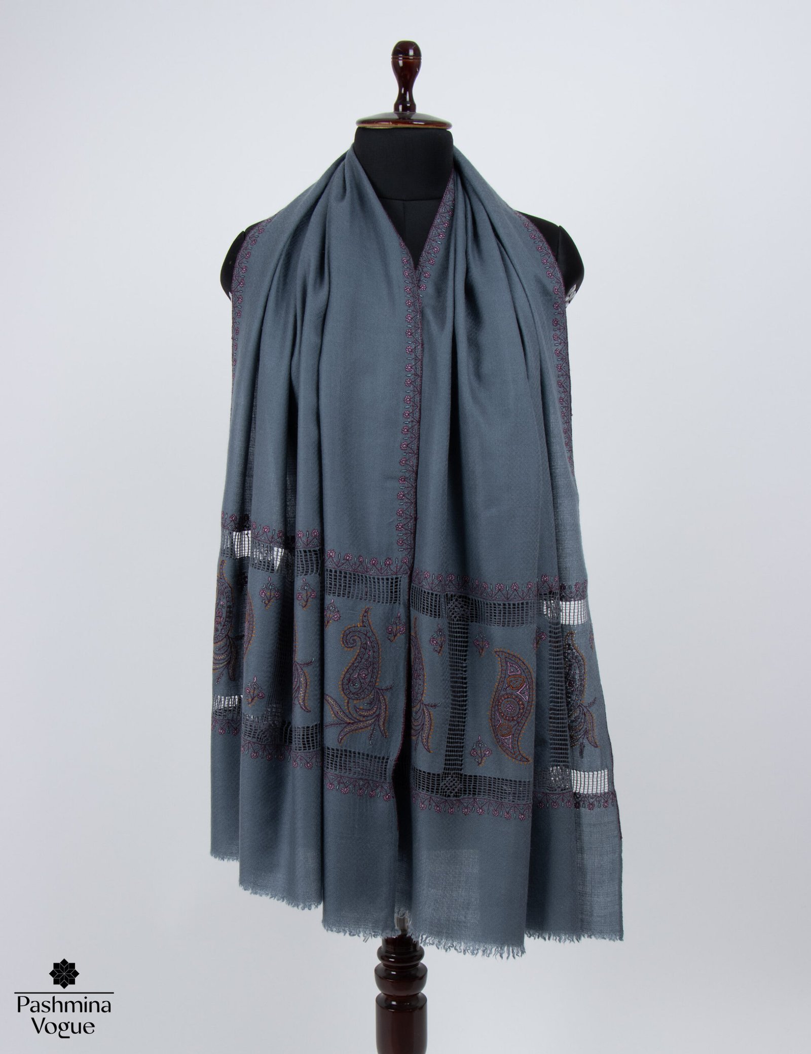 Dark Grey Palla Dar Limited Edition Kashmiri Pashmina Shawl