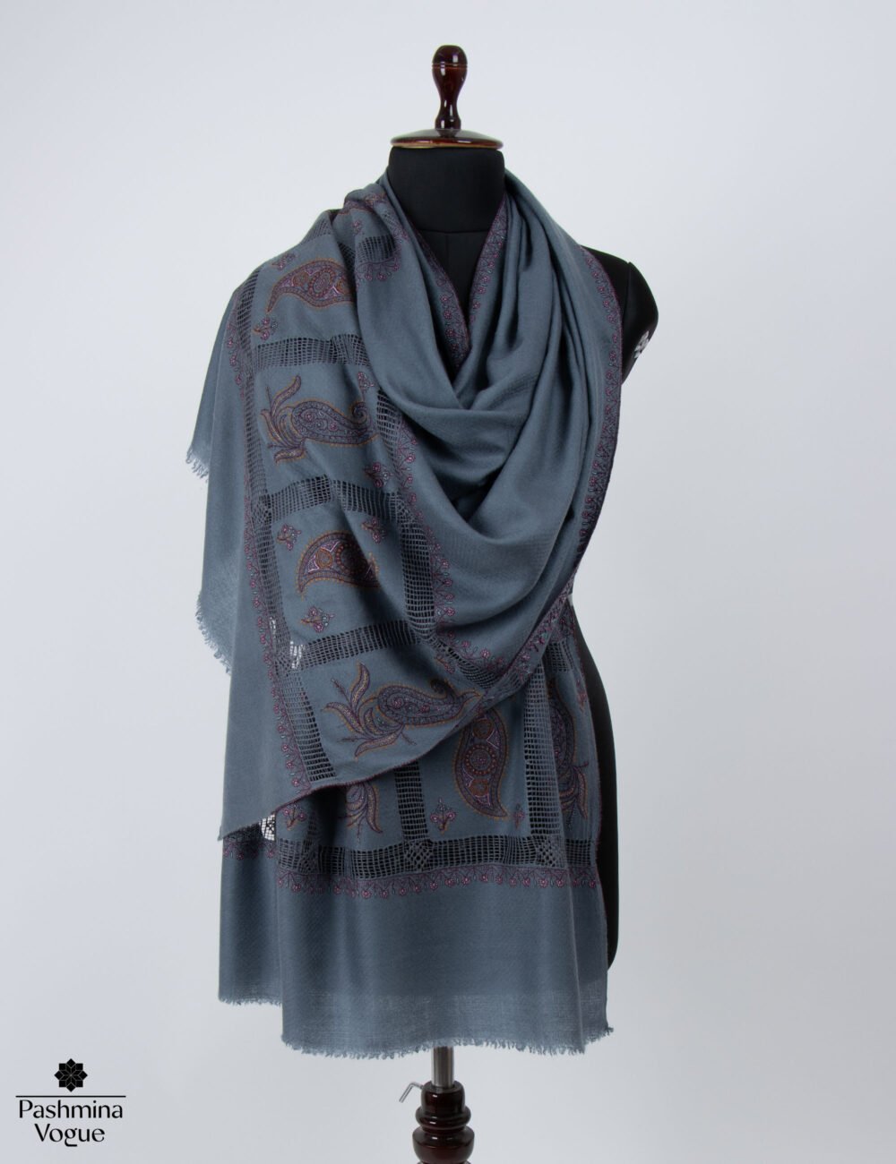 Dark Grey Palla Dar Limited Edition Kashmiri Pashmina Shawl