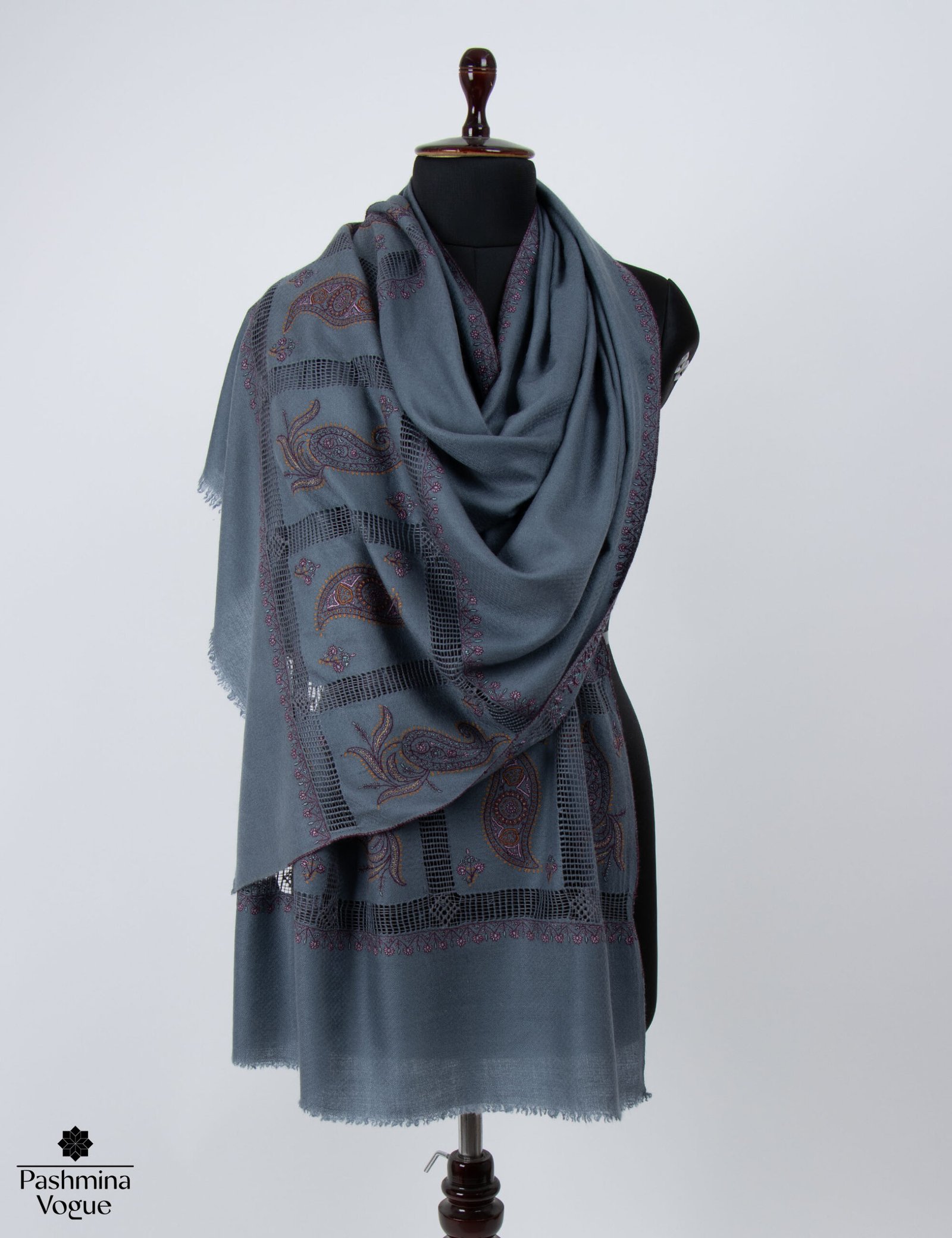 Dark Grey Palla Dar Limited Edition Kashmiri Pashmina Shawl