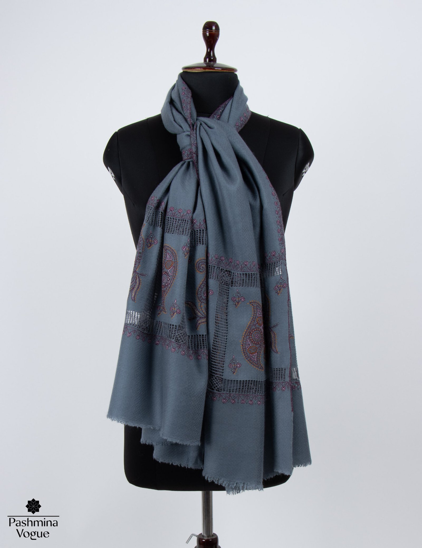 Dark Grey Palla Dar Limited Edition Kashmiri Pashmina Shawl