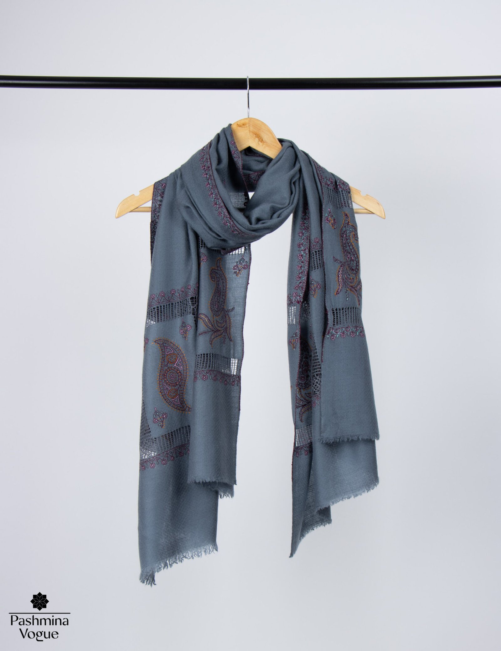 Dark Grey Palla Dar Limited Edition Kashmiri Pashmina Shawl