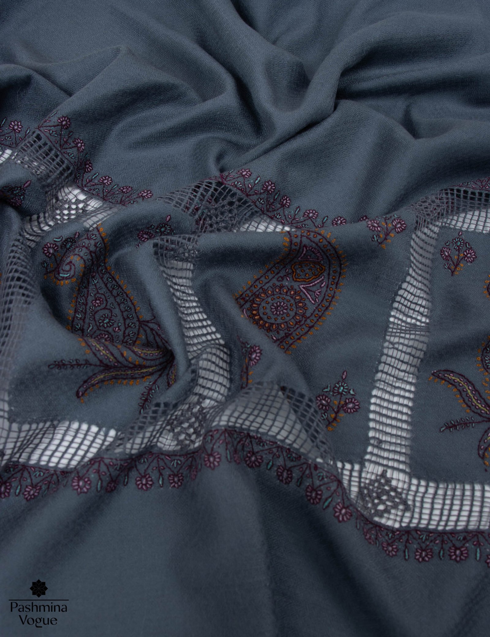 Dark Grey Palla Dar Limited Edition Kashmiri Pashmina Shawl