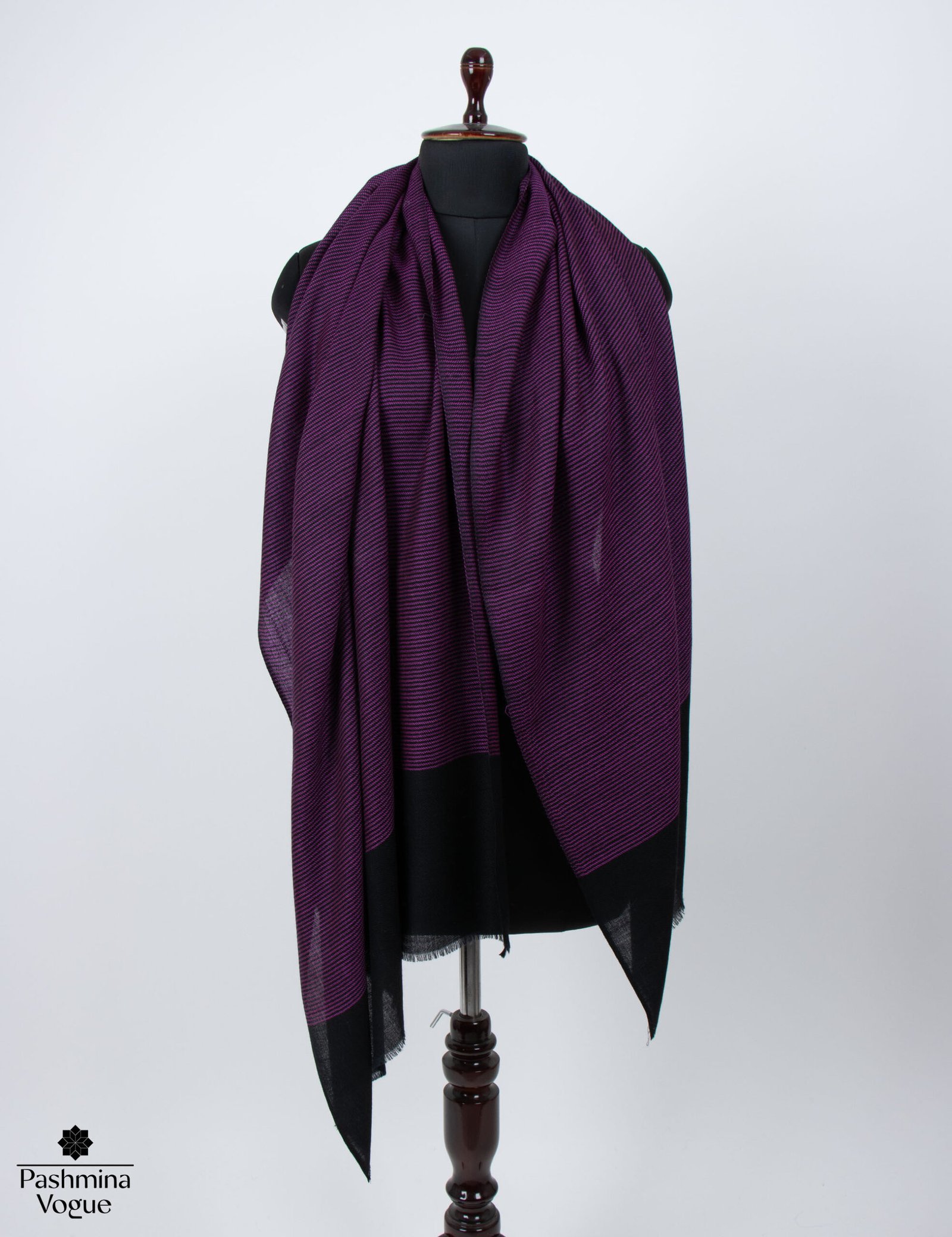 Black Pink Fine Wool Scarf – Soft Winter Wrap Shawl