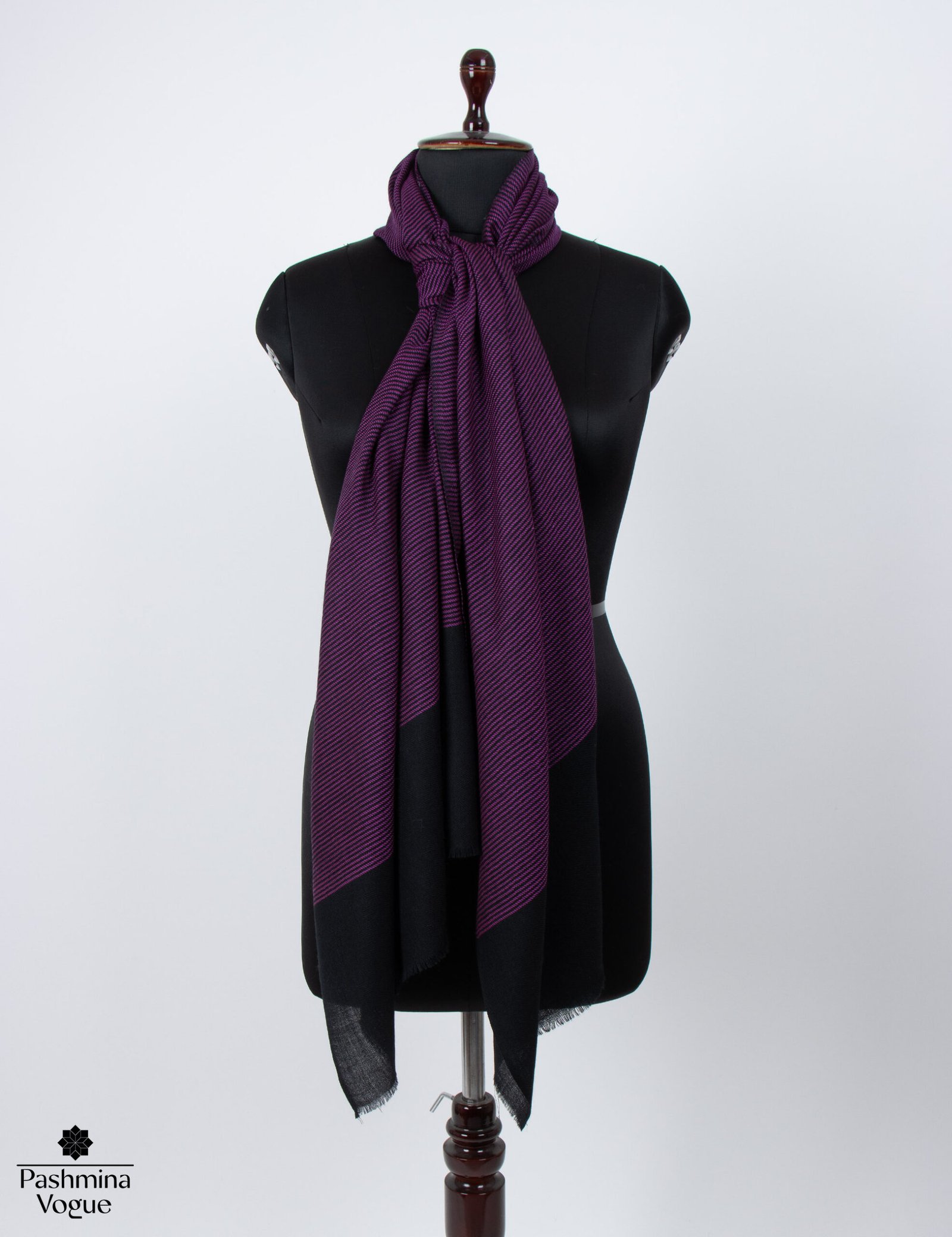 Black Pink Fine Wool Scarf – Soft Winter Wrap Shawl