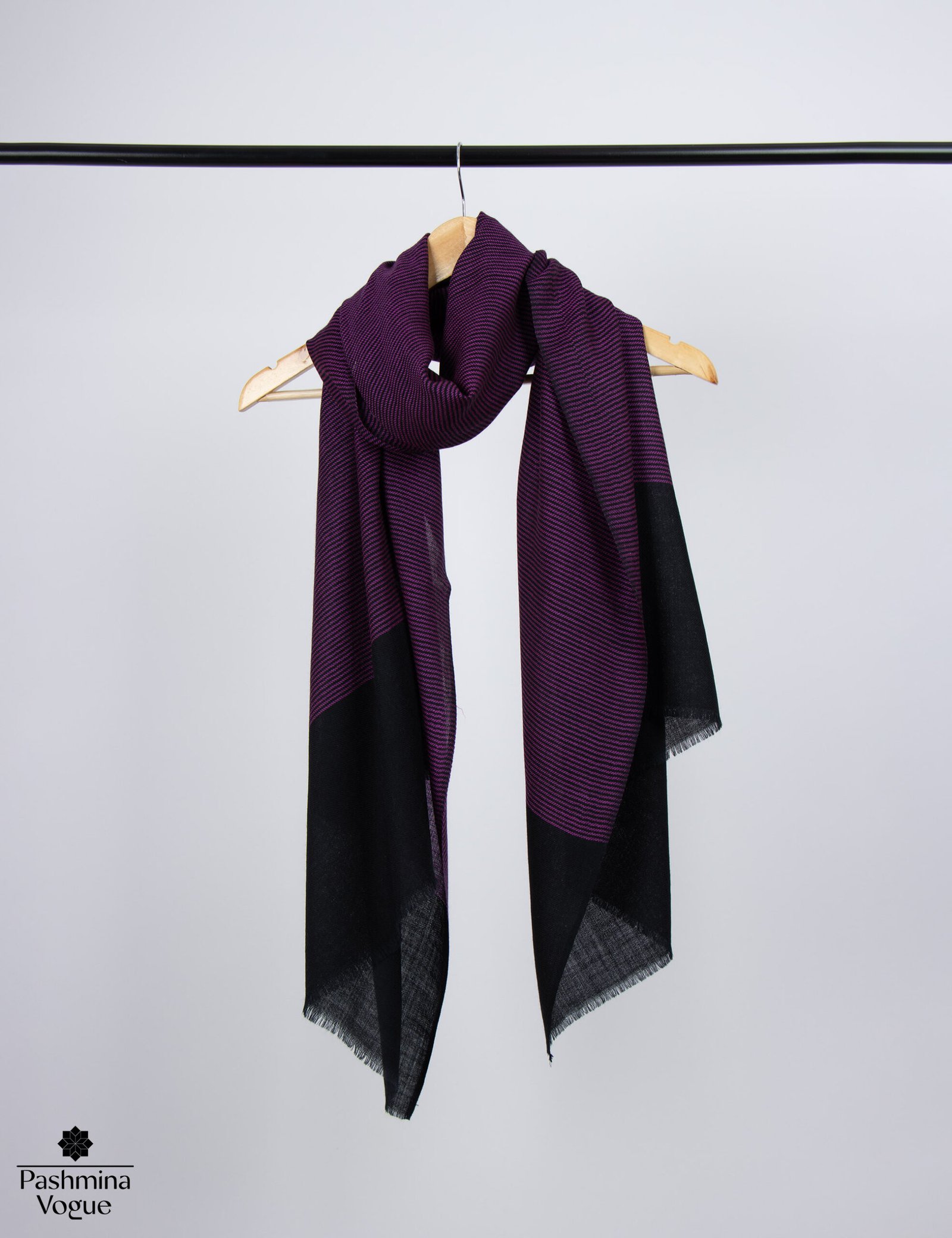 Black Pink Fine Wool Scarf – Soft Winter Wrap Shawl