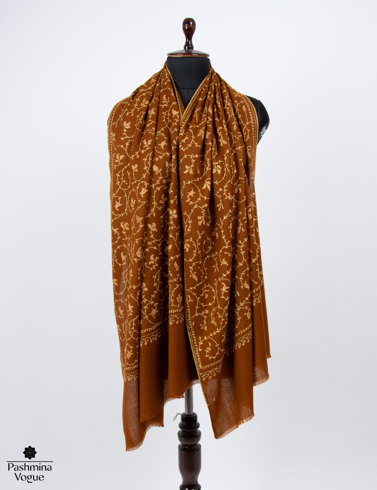 Rust Orange Merino Wool Jaal Scarf for Women