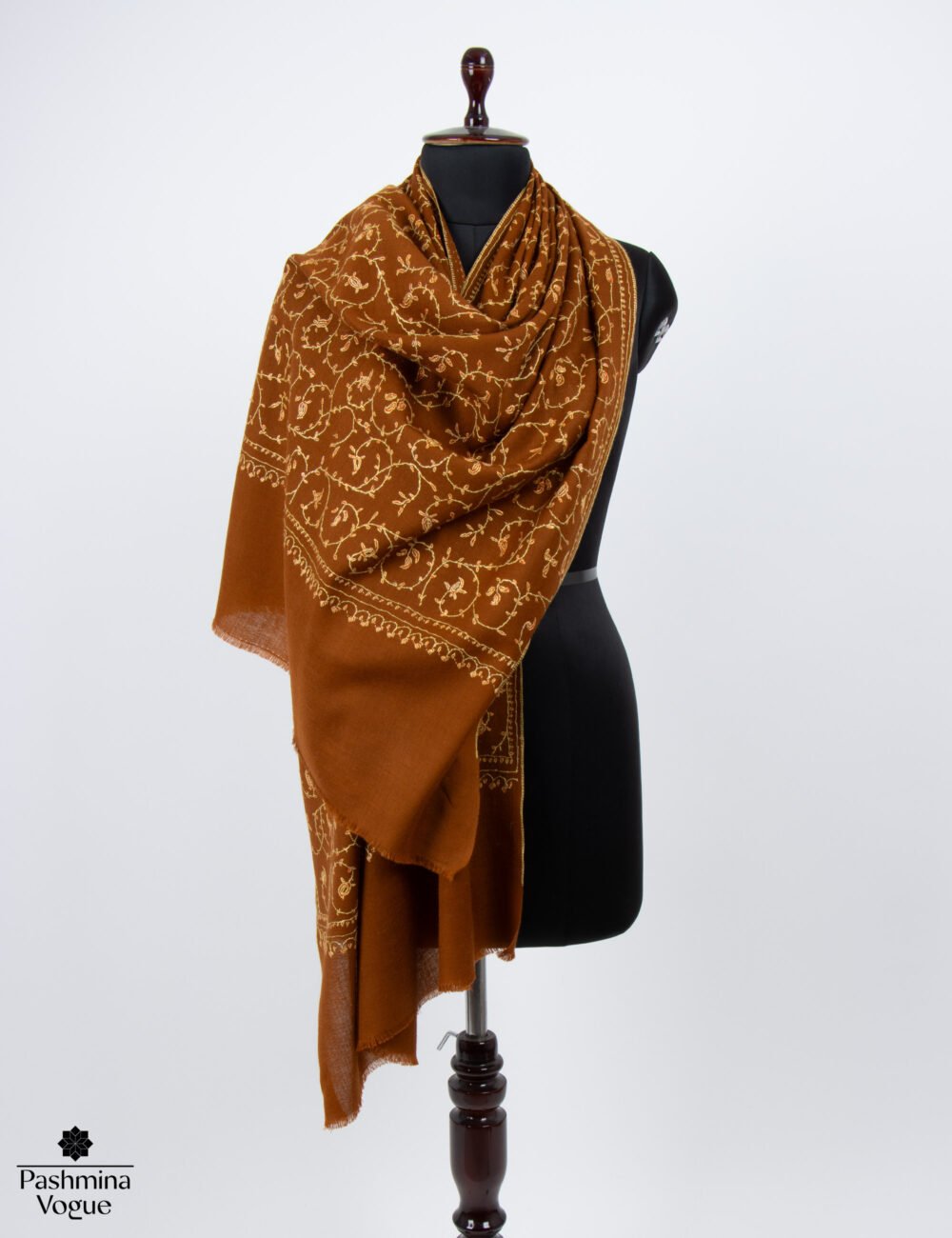 Rust Orange Merino Wool Jaal Scarf for Women
