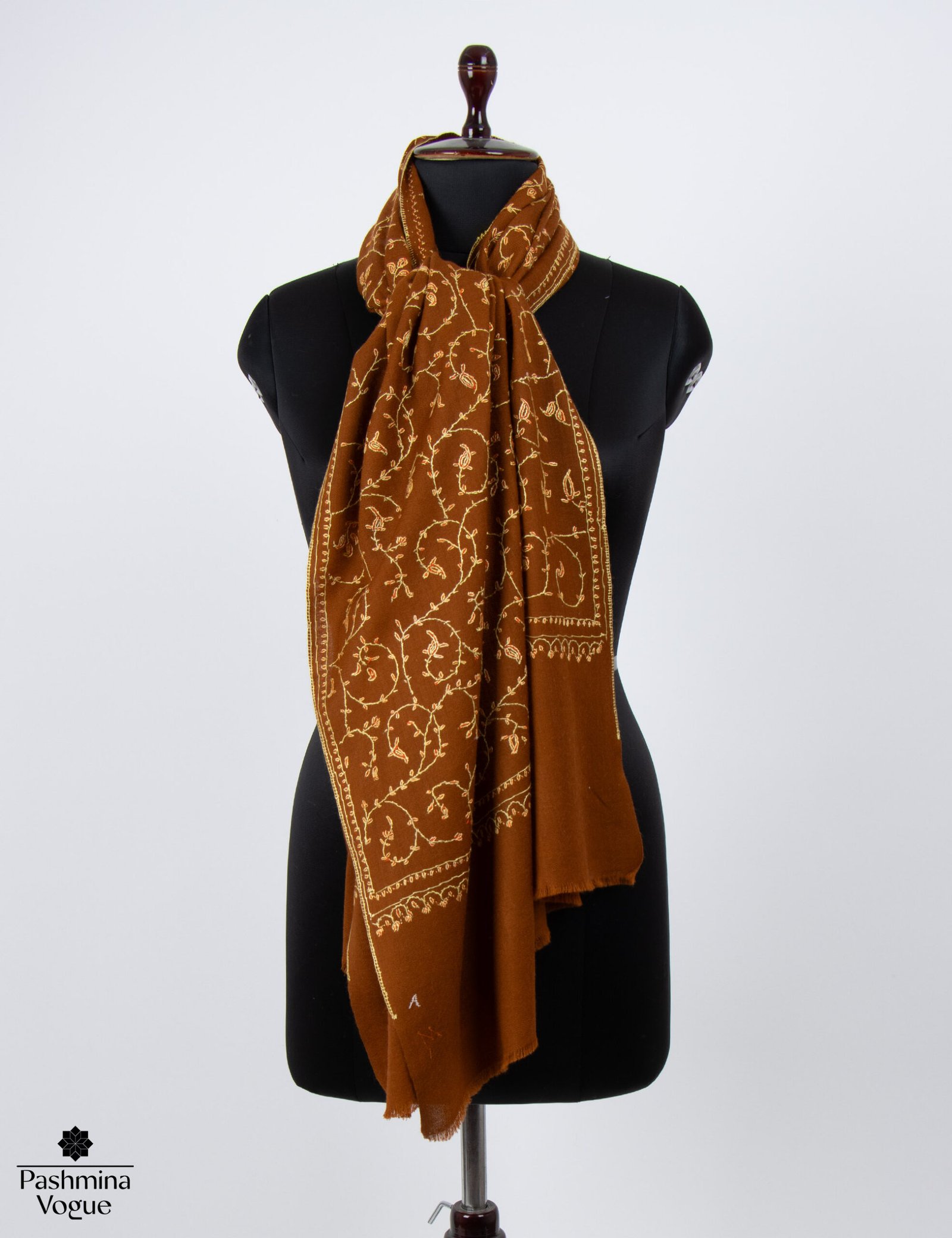 Rust Orange Merino Wool Jaal Scarf for Women