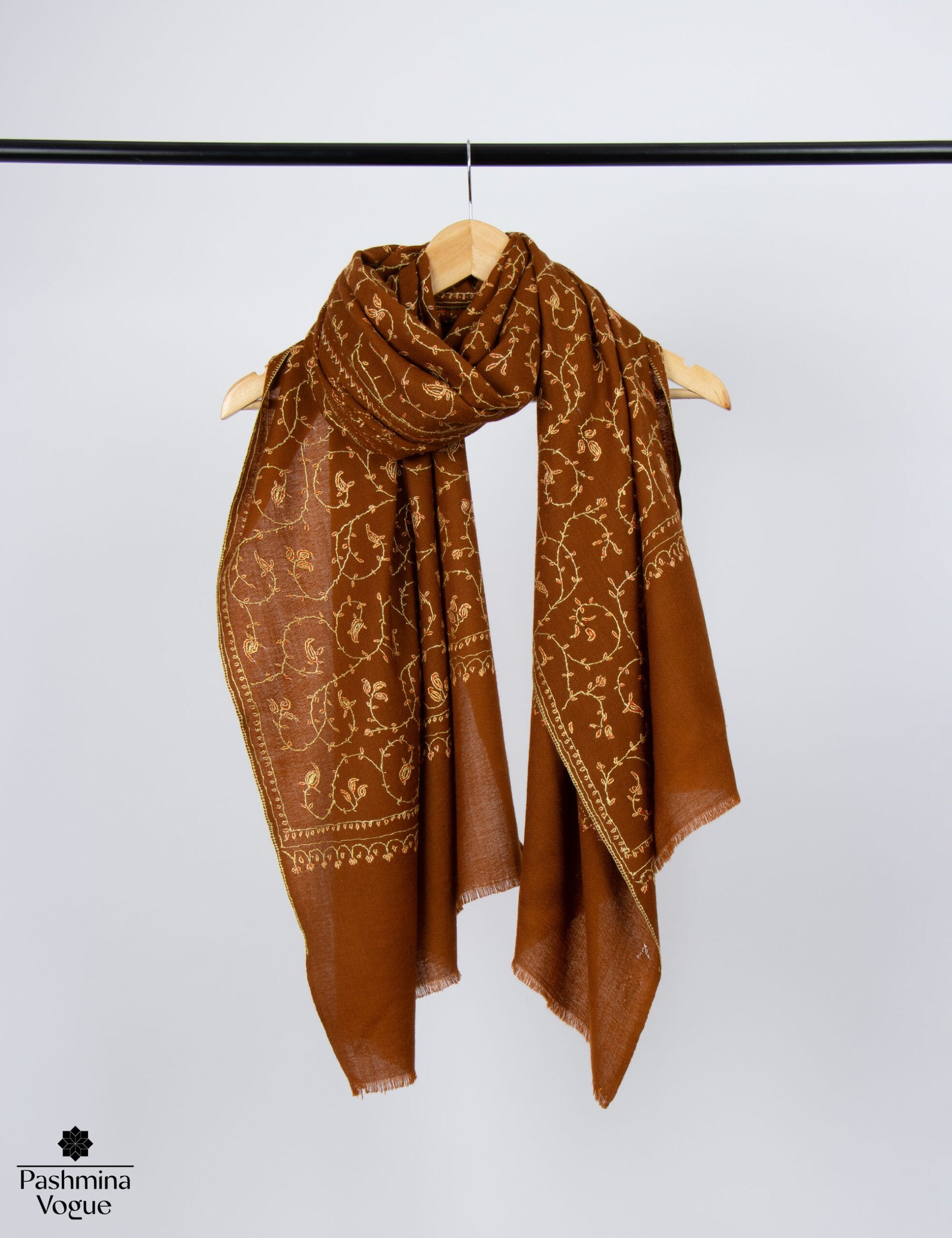 Rust Orange Merino Wool Jaal Scarf for Women