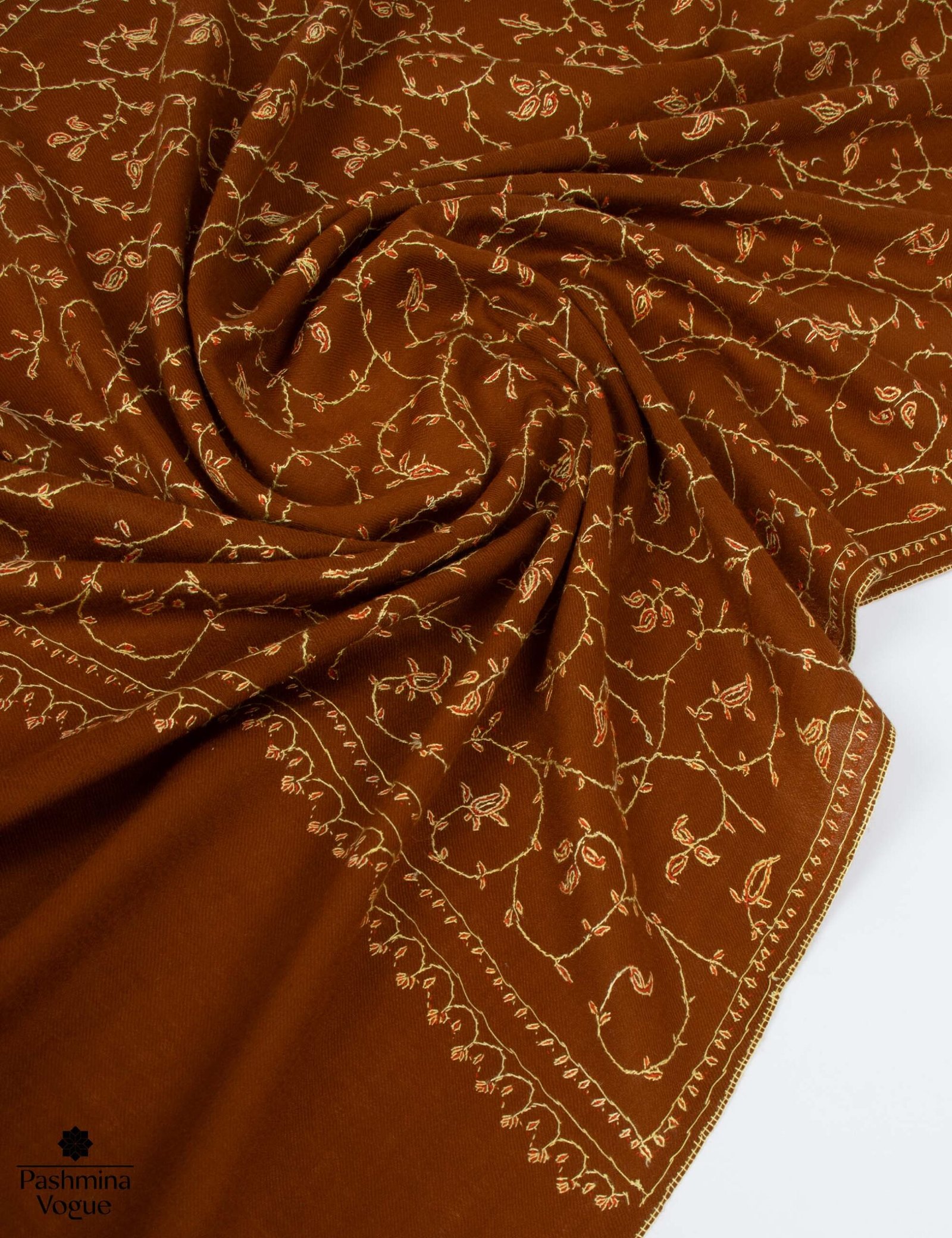 Rust Orange Merino Wool Jaal Scarf for Women