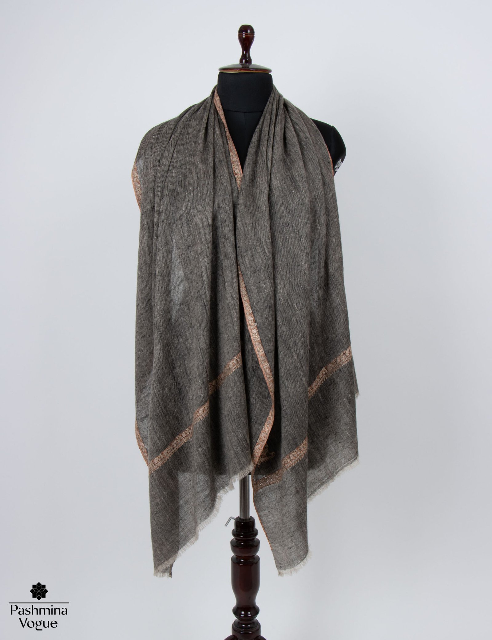 Black Kashmiri Pashmina Shawl - Embroidered Cashmere Wrap
