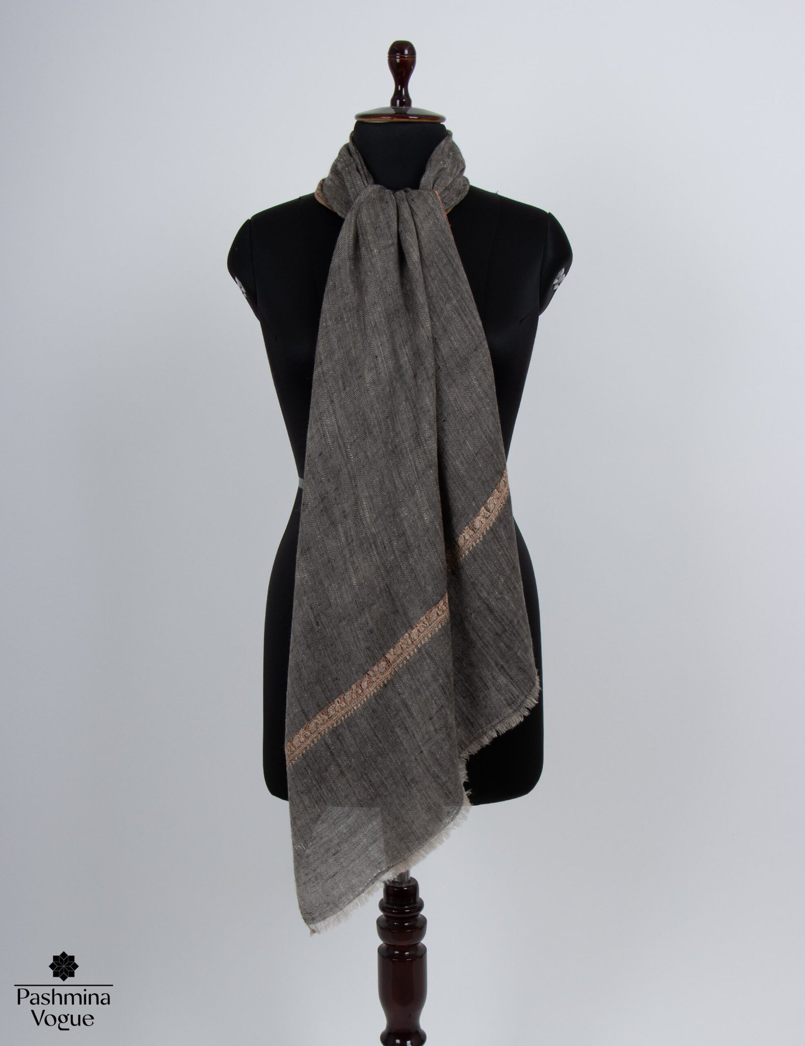 Black Kashmiri Pashmina Shawl - Embroidered Cashmere Wrap
