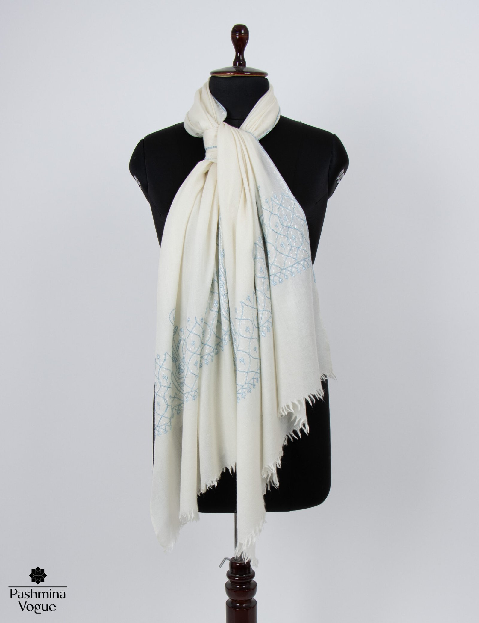 Fine Wool Shawl with Embroidery Handmade Luxury Winter Scarf