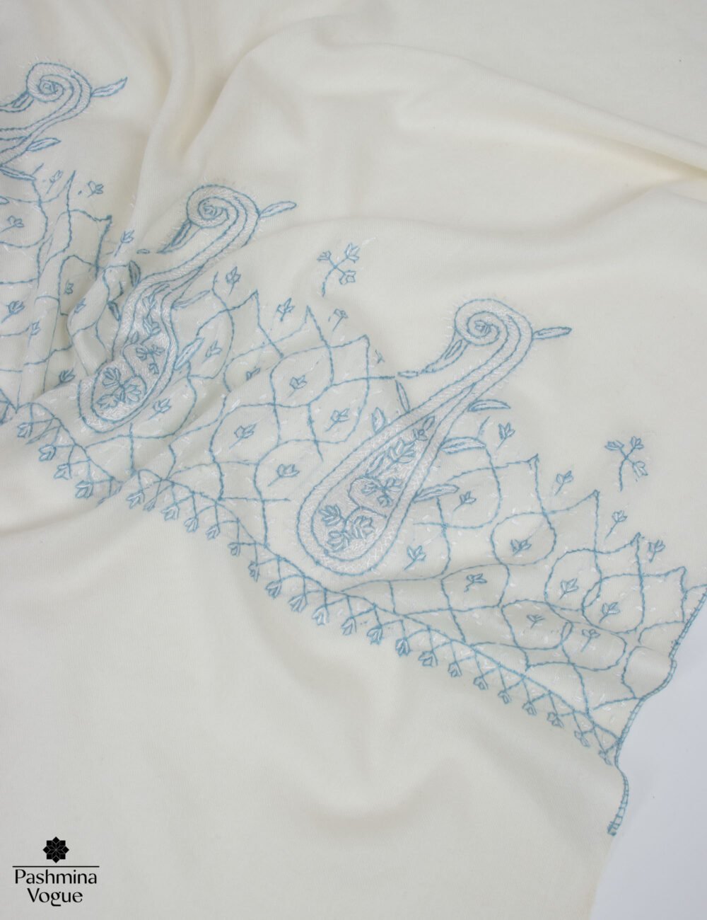 Fine Wool Shawl with Embroidery Handmade Luxury Winter Scarf