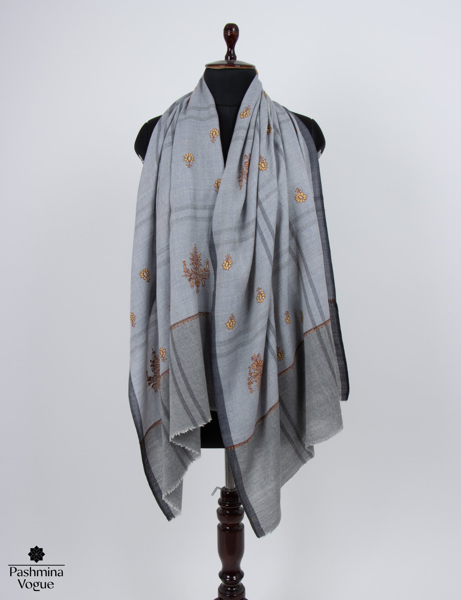 Hand Embroidered Wool Scarf – Kashmiri Sozni Shawl