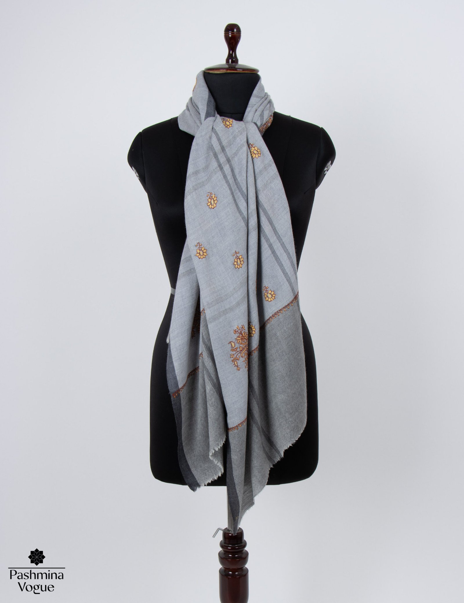 Hand Embroidered Wool Scarf – Kashmiri Sozni Shawl