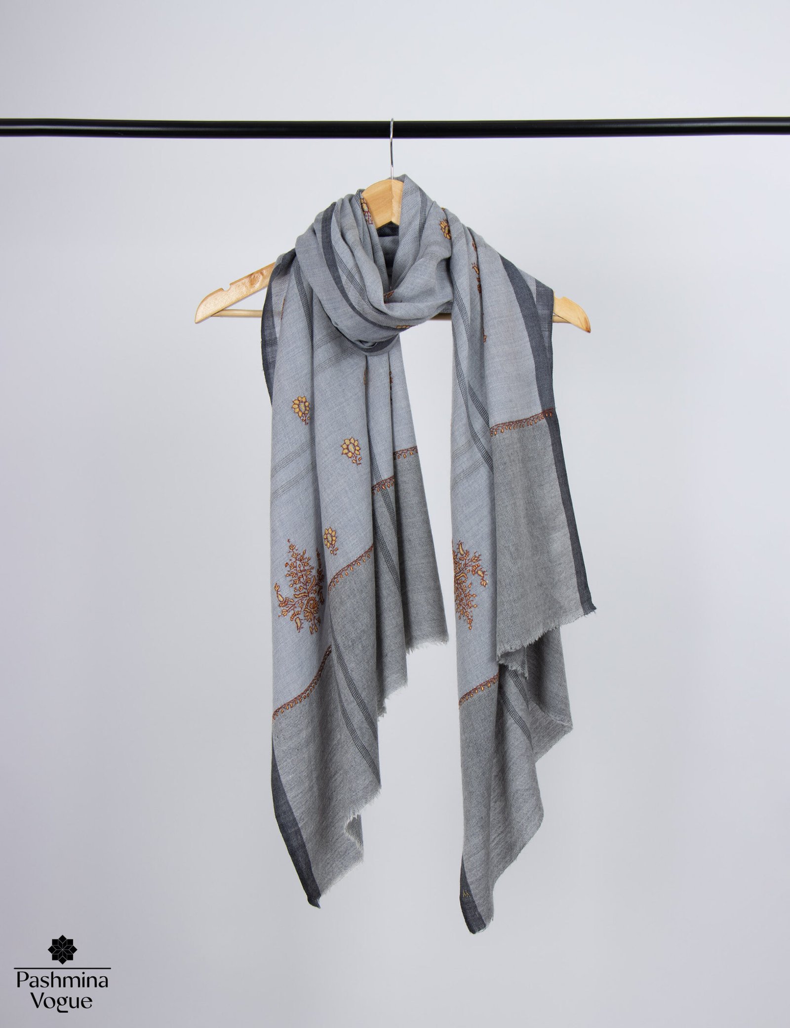 Hand Embroidered Wool Scarf – Kashmiri Sozni Shawl