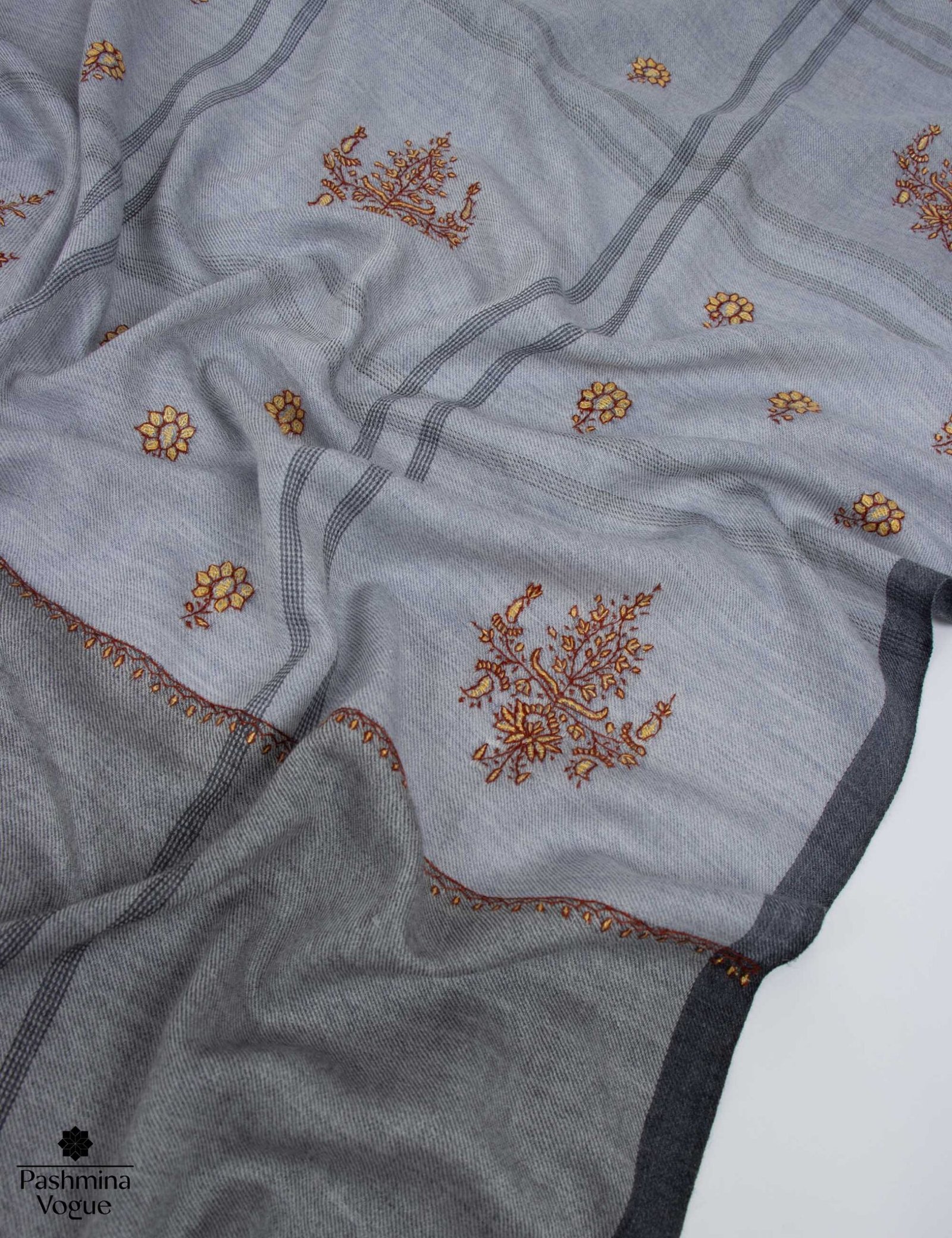 Hand Embroidered Wool Scarf – Kashmiri Sozni Shawl