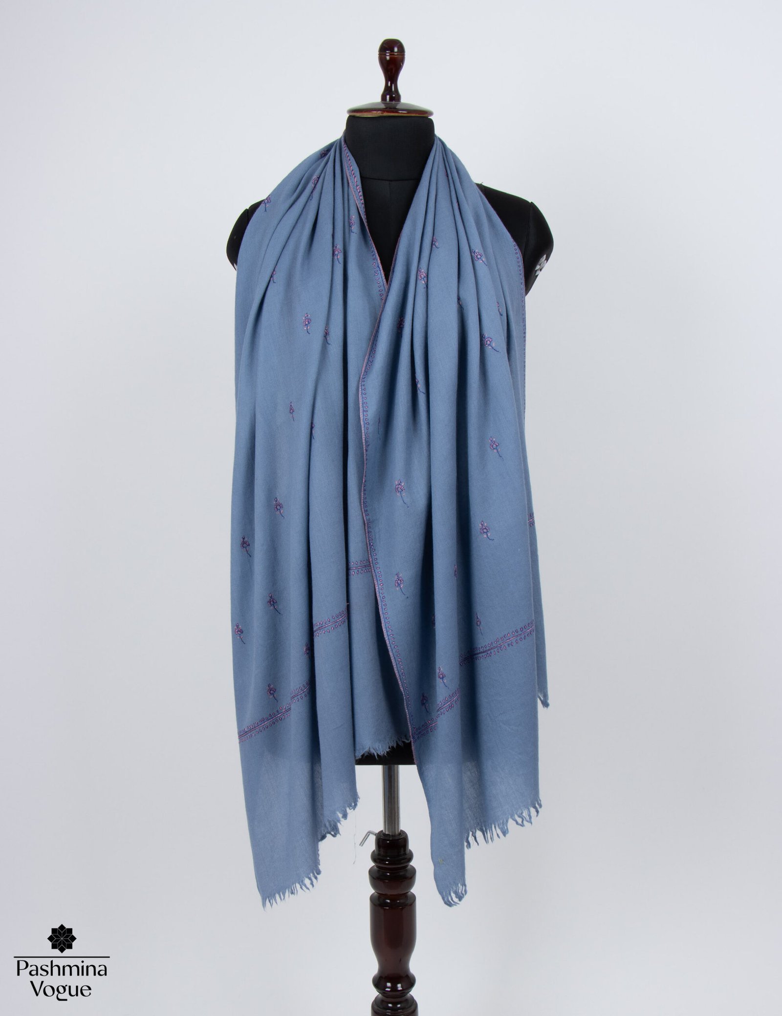 Kashmiri Pure Wool Shawl Blue Wrap for Women & Men