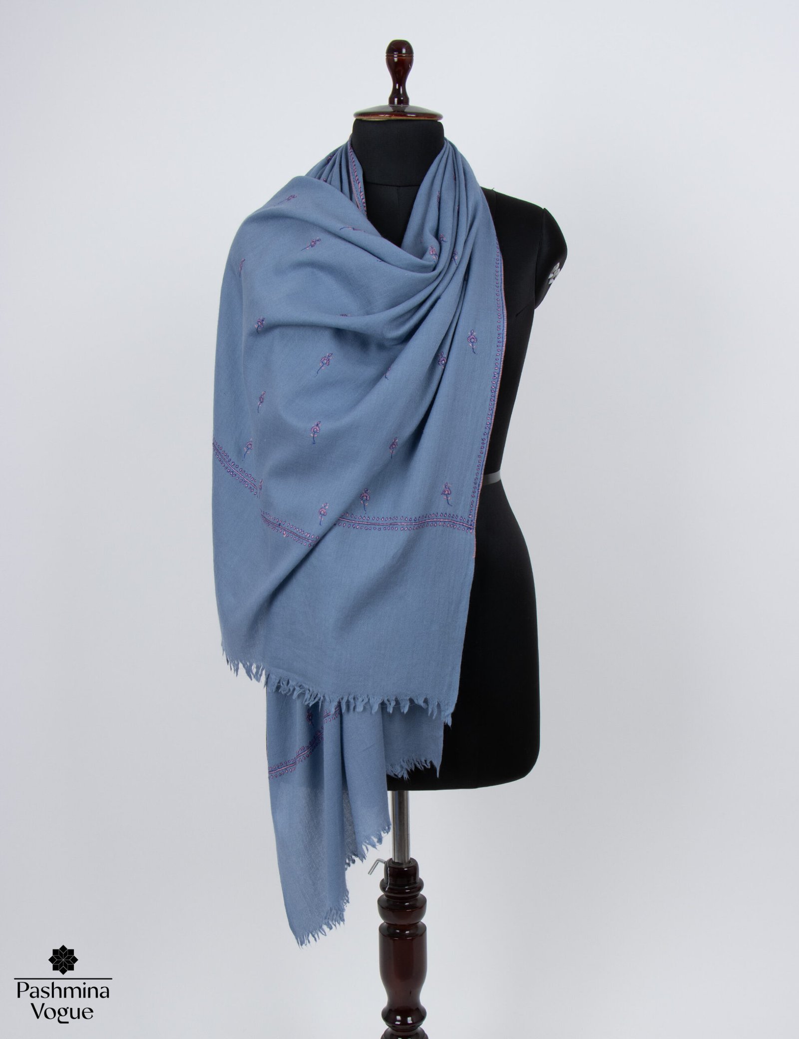 Kashmiri Pure Wool Shawl Blue Wrap for Women & Men
