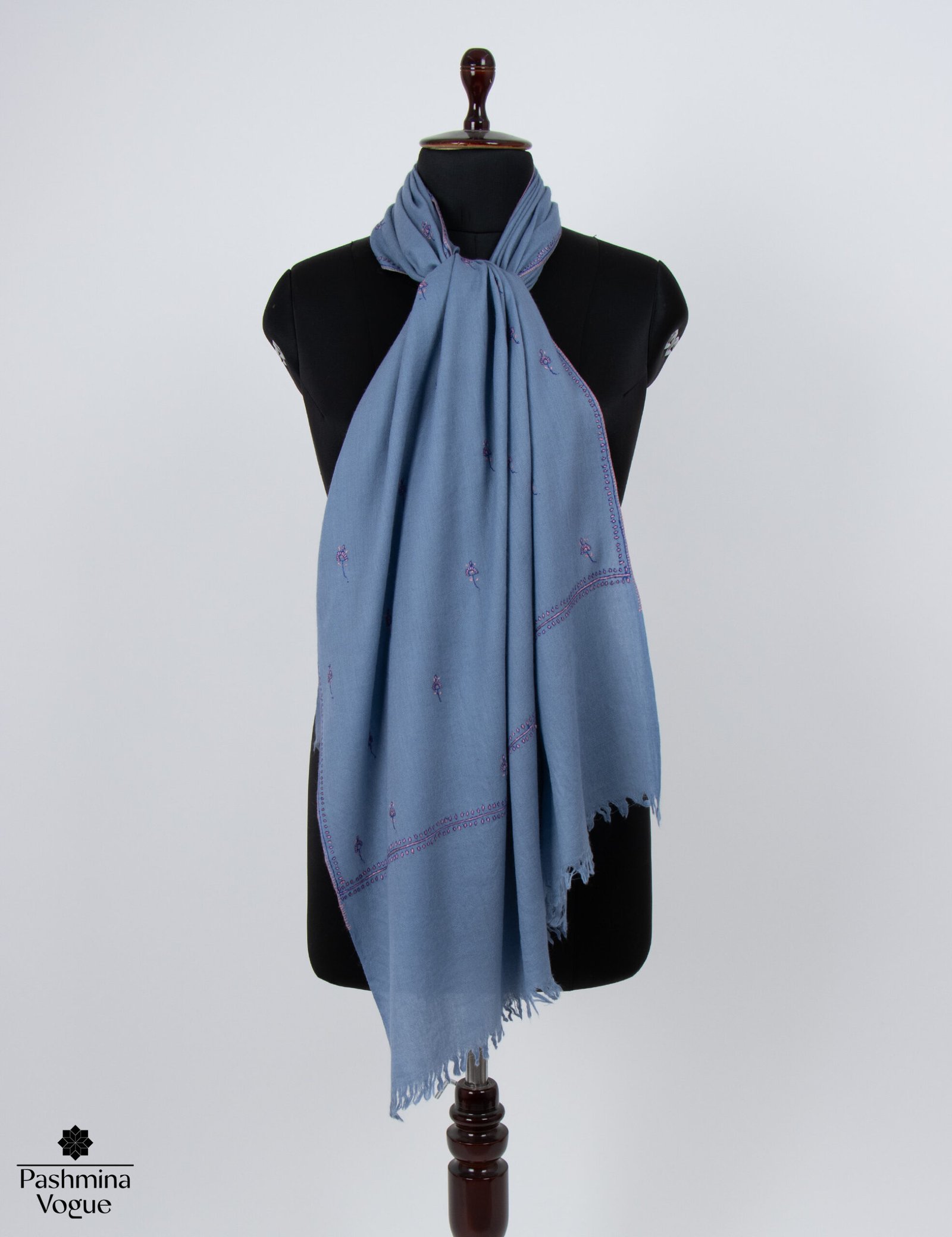 Kashmiri Pure Wool Shawl Blue Wrap for Women & Men