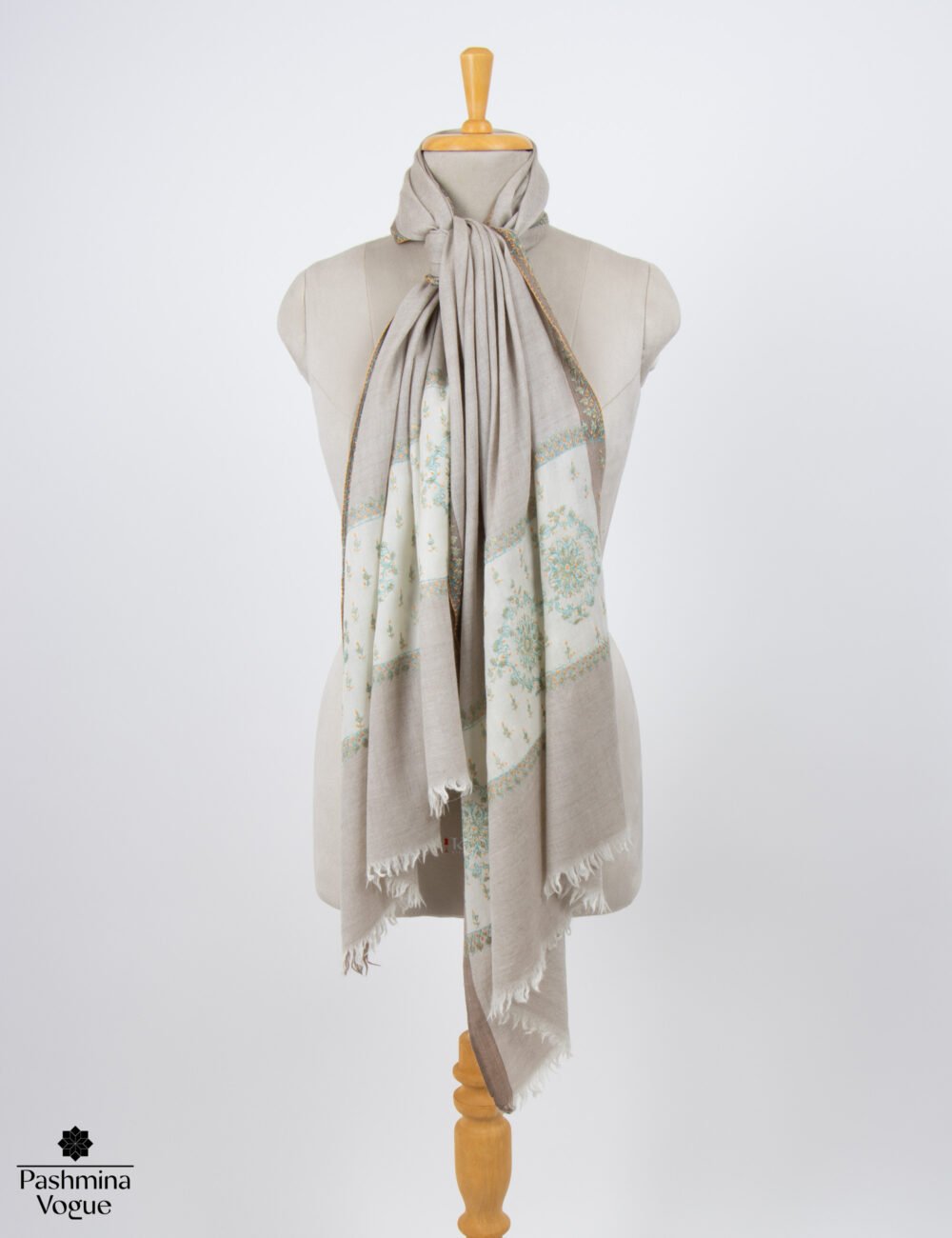 Natural Cashmere Scarf with Hand Needlework Wrap for Women