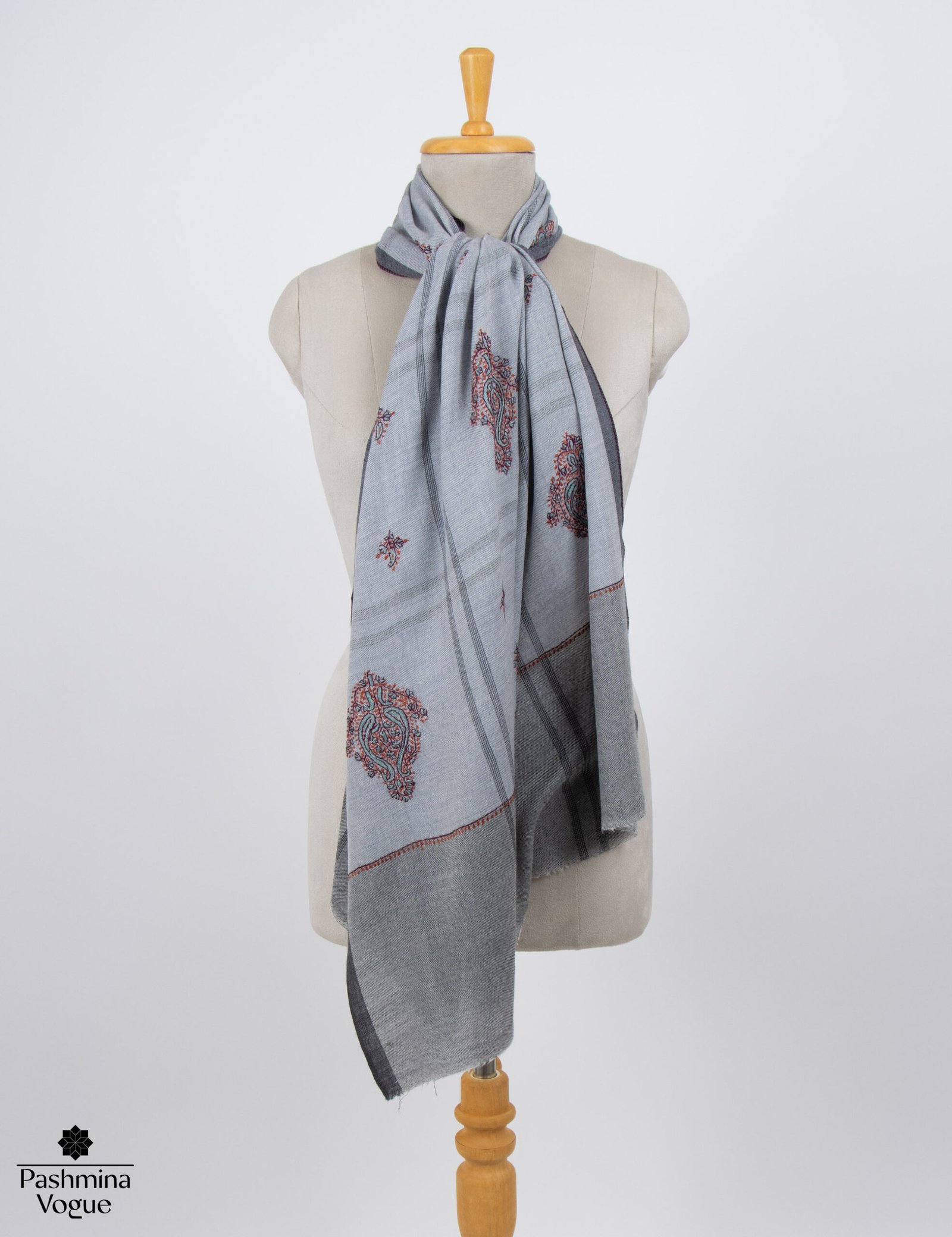 Grey Pure Cashmere Wool Shawl Pashmina Wrap for Women